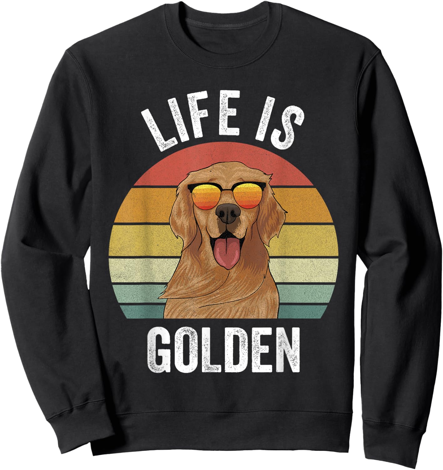 Retro Golden Retriever Funny Dog Women Girls Kids Sweatshirt - Sweatshirt | Black