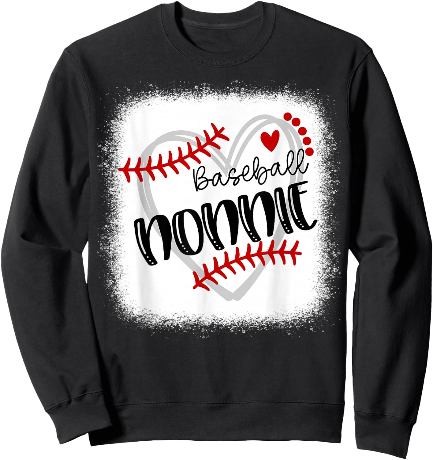 Personalized Baseball Heart Cute Nonnie Women Baseball Sweatshirt - Sweatshirt | Black
