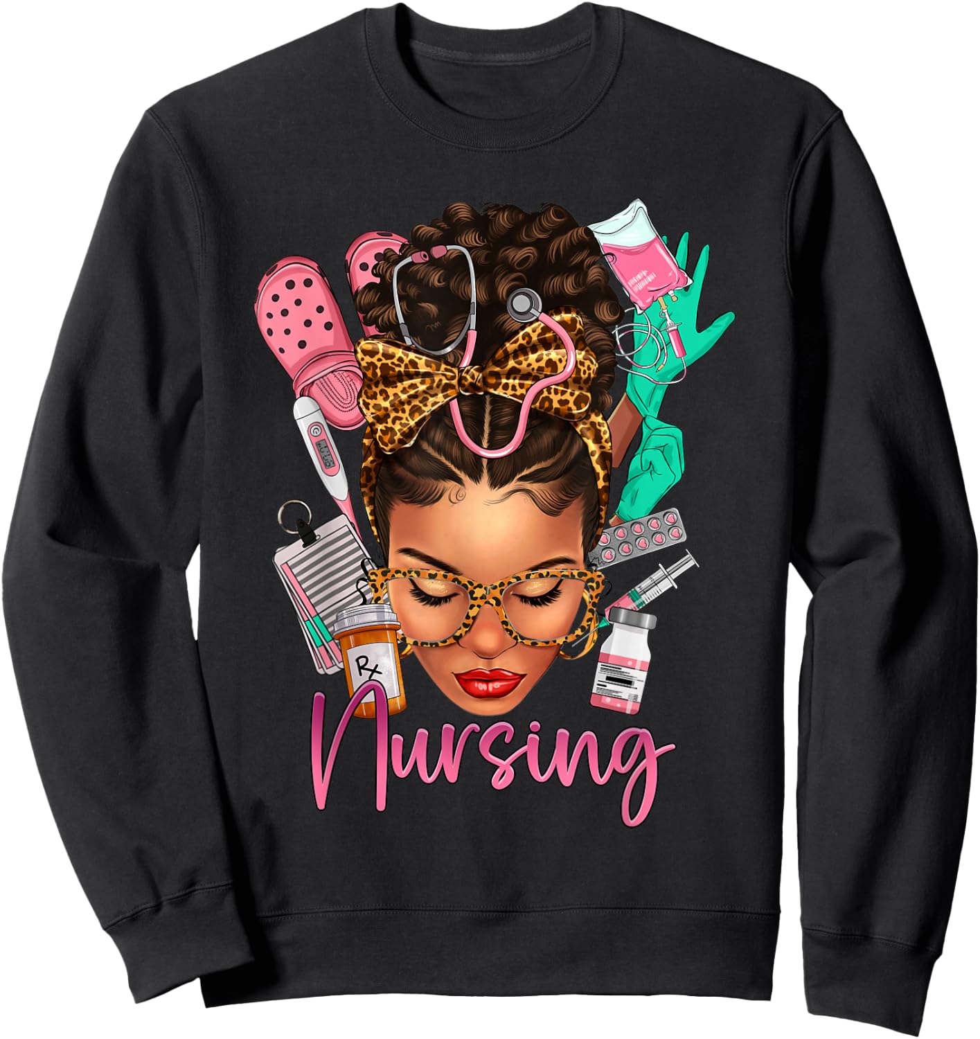 Black Melanin Nurse Black History Month Afro Hair Sweatshirt - Sweatshirt | Black