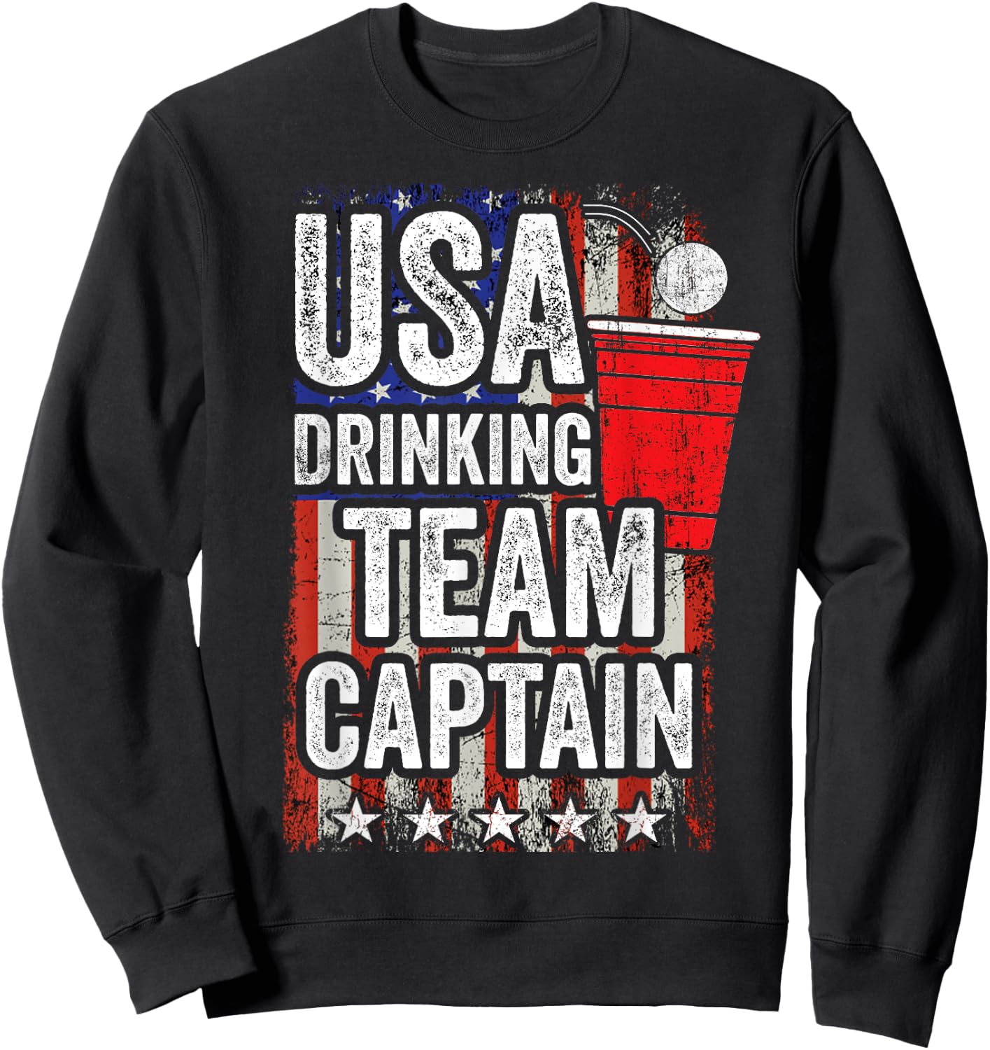 USA Drinking Team Captain Funny Drinking Game Party Sweatshirt - Sweatshirt | Black