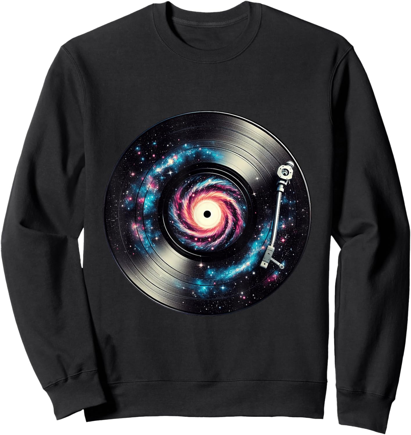 Turntable EDM Vinyl Record Player Galaxy Spiral Sweatshirt - Sweatshirt | Black