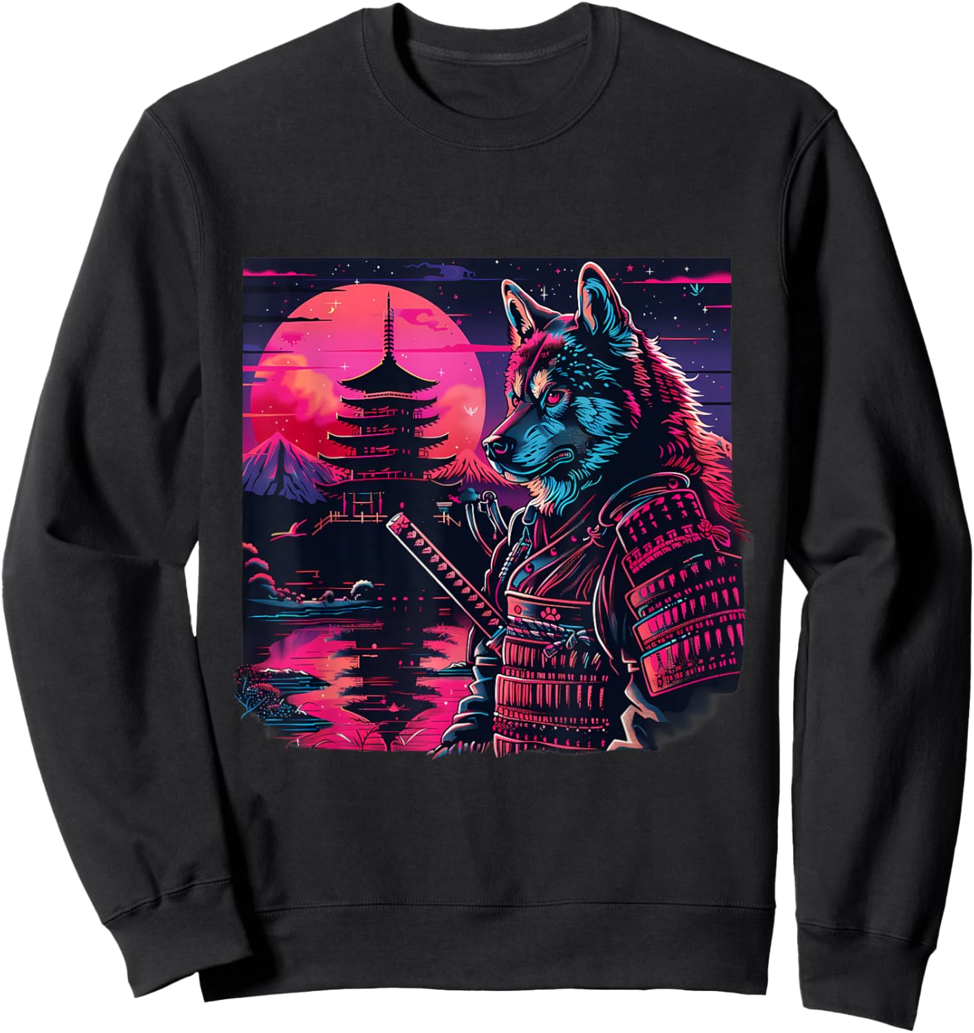Japanese Warrior Japanese Ninja Pagoda Samurai Akita Dog Sweatshirt - Sweatshirt | Black