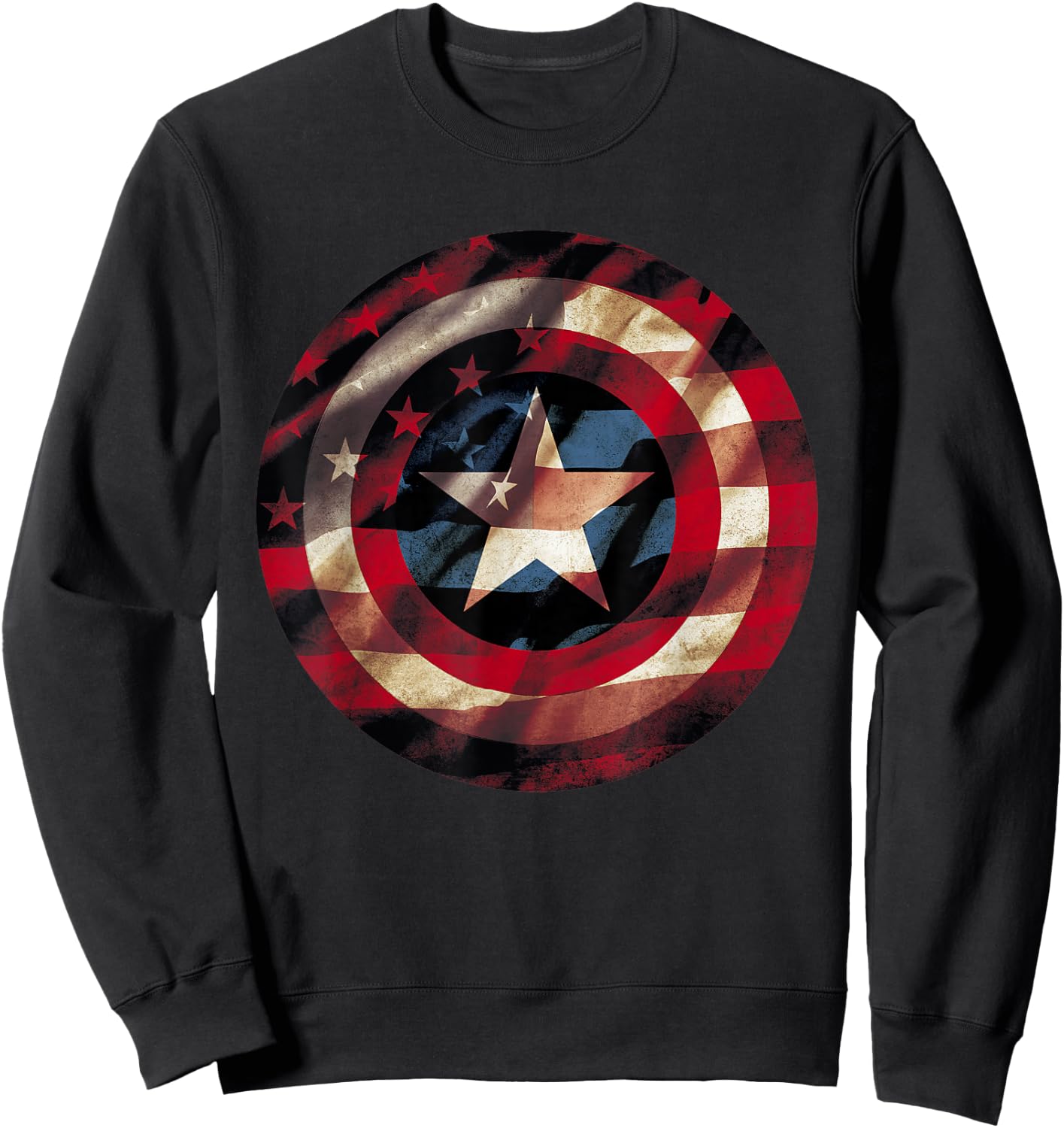 Marvel Captain America Avengers Shield Flag Sweatshirt - Sweatshirt | Black
