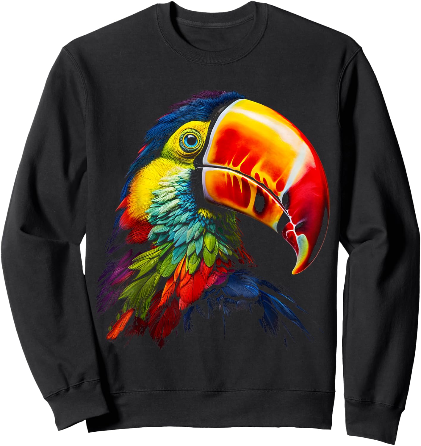 Toucan Bird Art Face Animal Coloful Motif Toucan Sweatshirt - Sweatshirt | Black