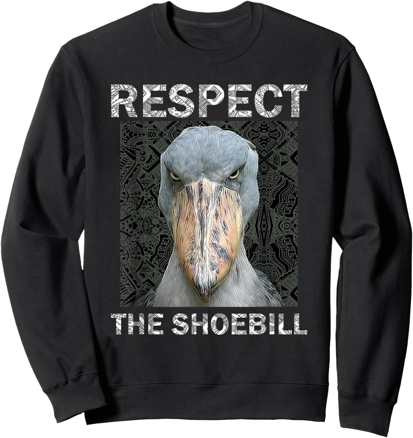 Respect The Shoebill African Bird Aztec Mayan Bird Lover Sweatshirt - Sweatshirt | Black