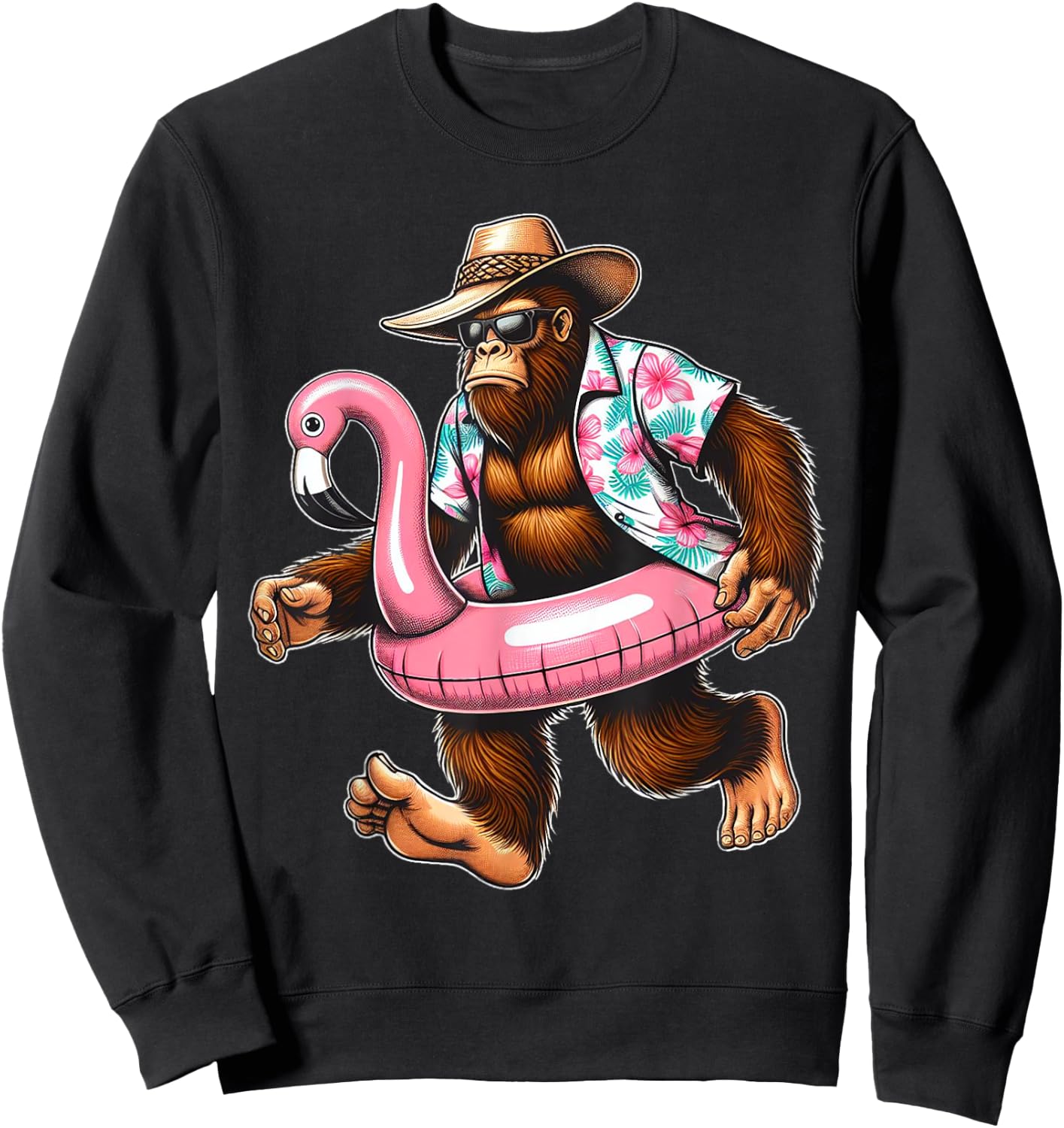 Bigfoot Hawaiian Shirts Sasquatch Kids Hawaiian Bigfoot Sweatshirt - Sweatshirt | Black