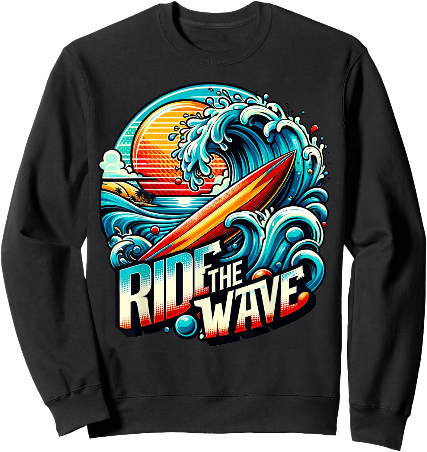 Ride The Wave - Surfing Sweatshirt - Sweatshirt | Black