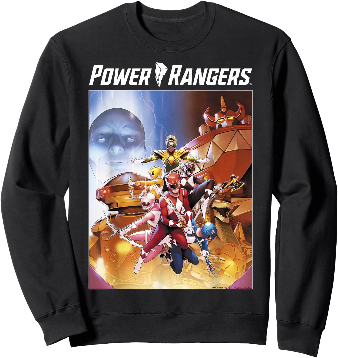 Power Rangers Rainbow Color Action Group Shot Poster Sweatshirt - Sweatshirt | Black
