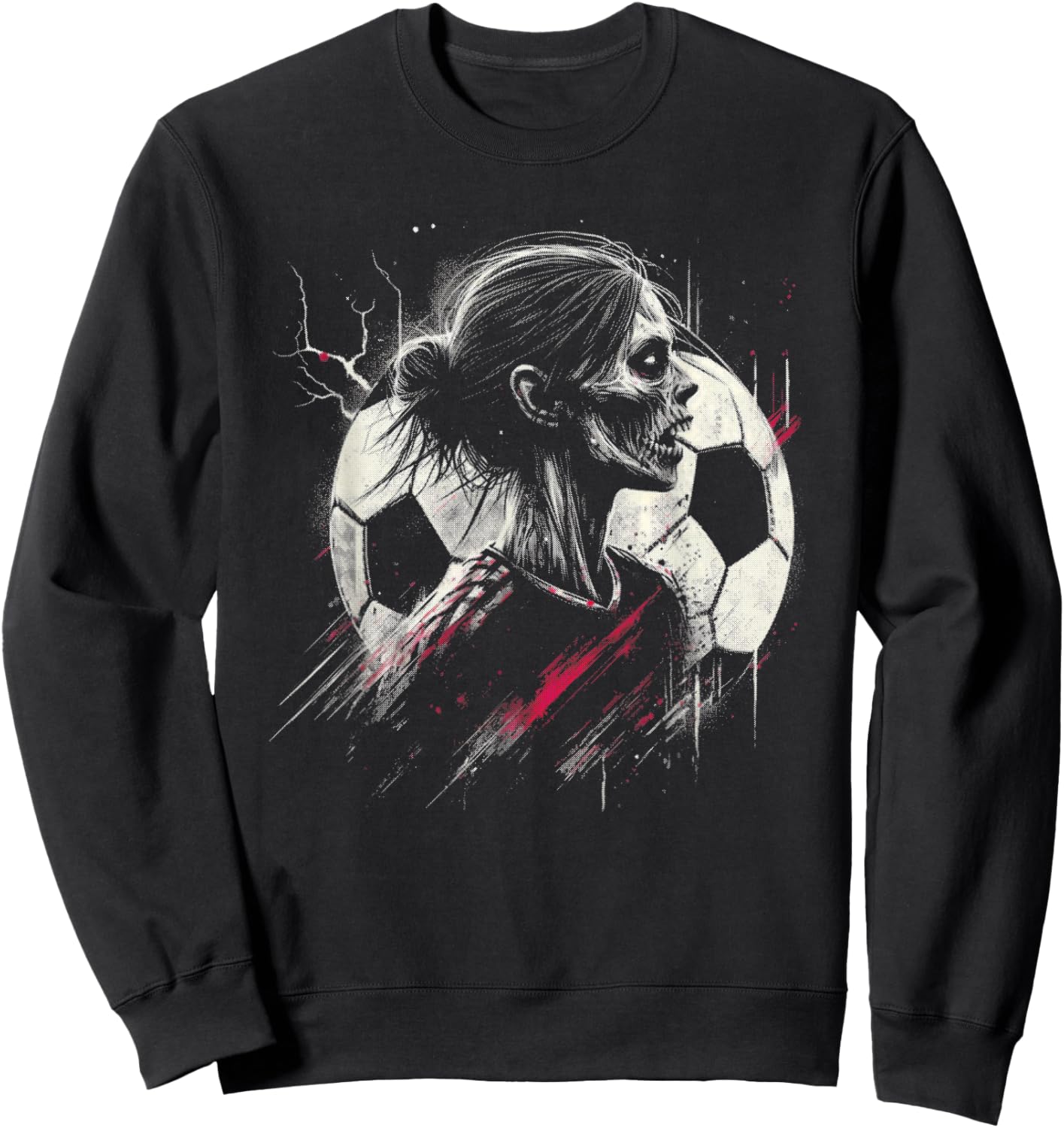 Female Zombie Soccer Player - Creepy Soccer Halloween Lover Sweatshirt - Sweatshirt | Black