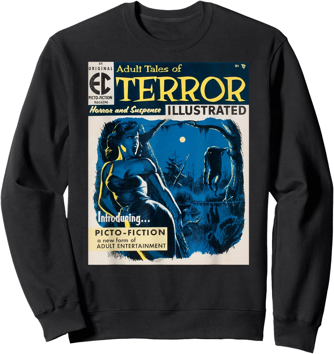 Horror Movie Vintage Pinup Girl Halloween Monster Sexy Art Sweatshirt - Sweatshirt | Black
