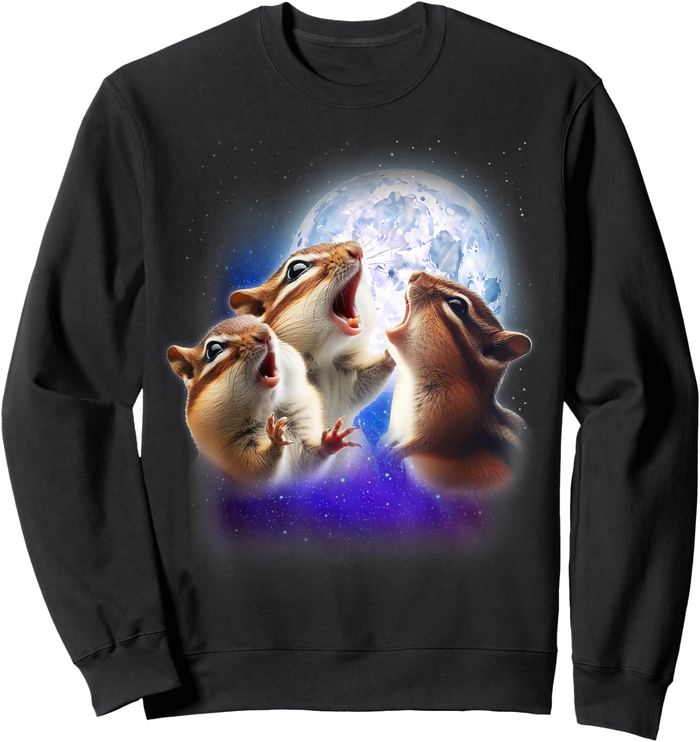 3 Chipmunk Howling At The Moon Funny Chipmunk Animal Lover Sweatshirt - Sweatshirt | Black
