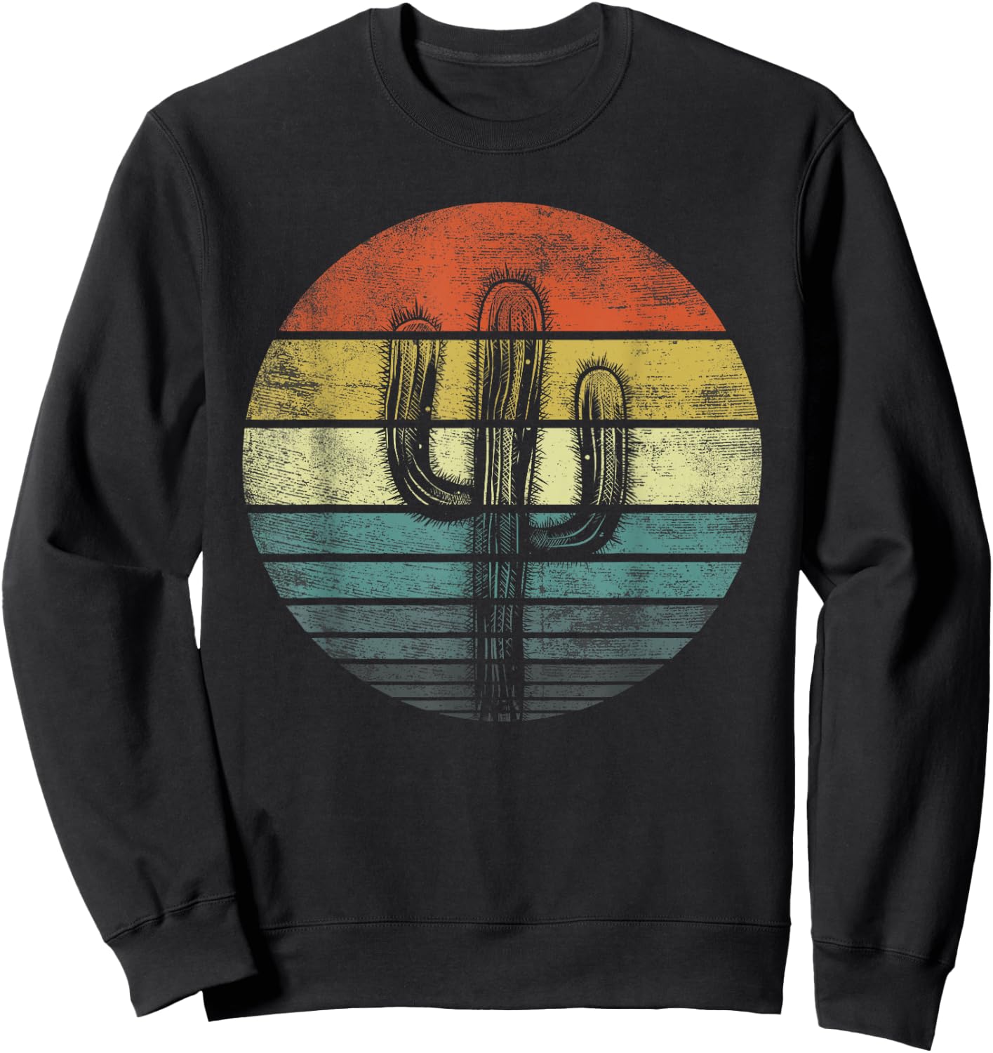 Retro Saguaro Cactus Funny Cactaceae Cacti Lover Gift Sweatshirt - Sweatshirt | Black