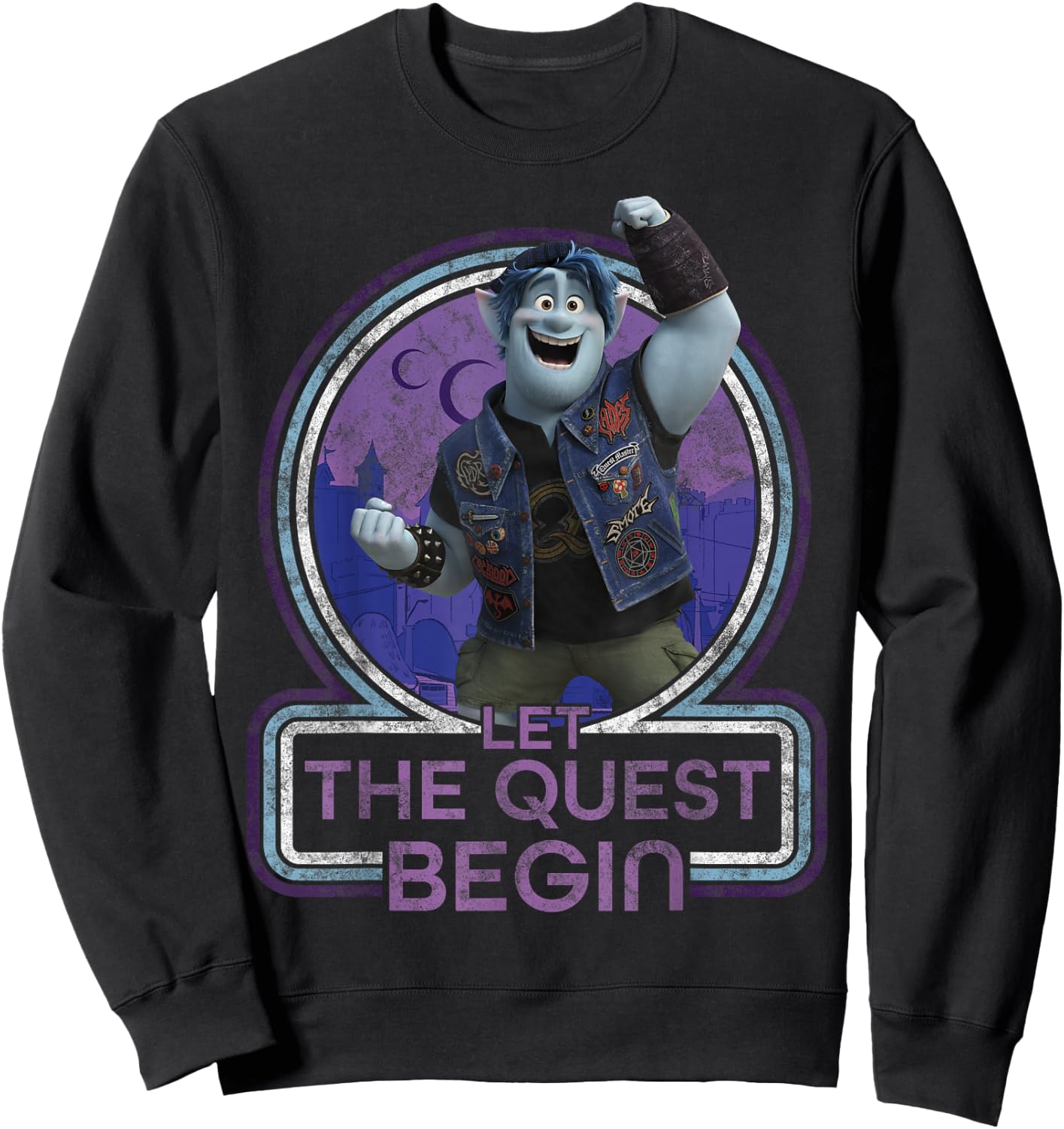 Disney Pixar Onward Barley Let The Quest Begin Portrait Sweatshirt - Sweatshirt | Black