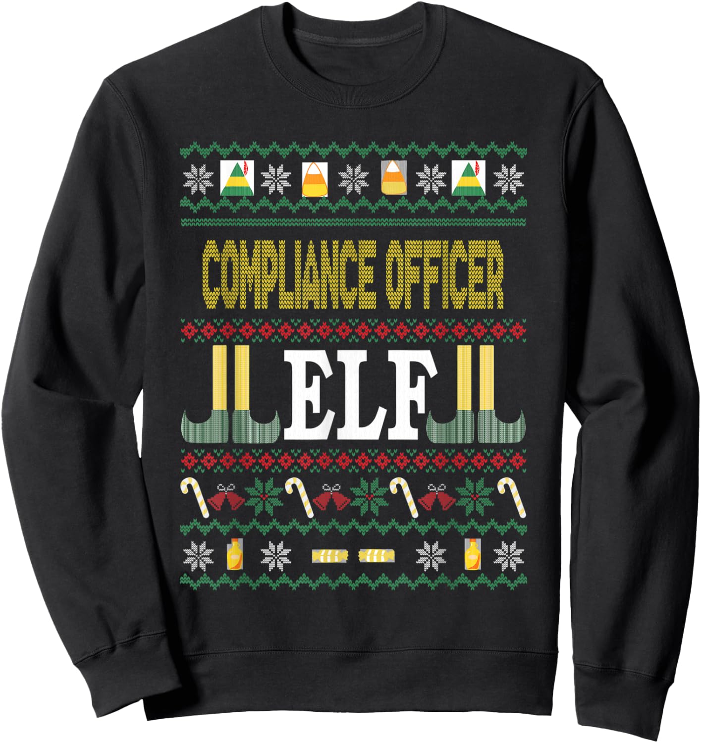 Compliance Officer Elf Funny Christmas Gift Sweatshirt - Sweatshirt | Black