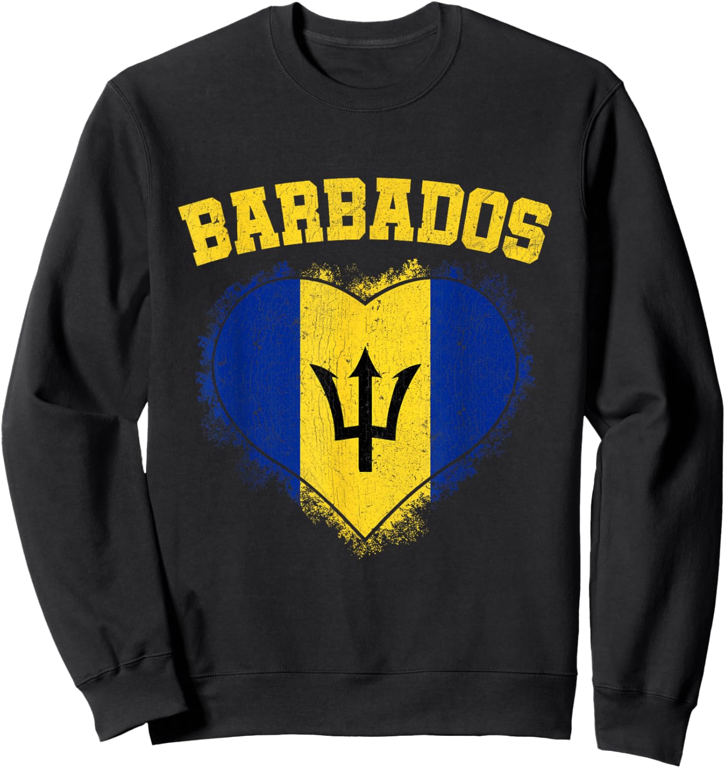 Barbados Heart Flag Barbados Lover Barbadian Pride Sweatshirt - Sweatshirt | Black