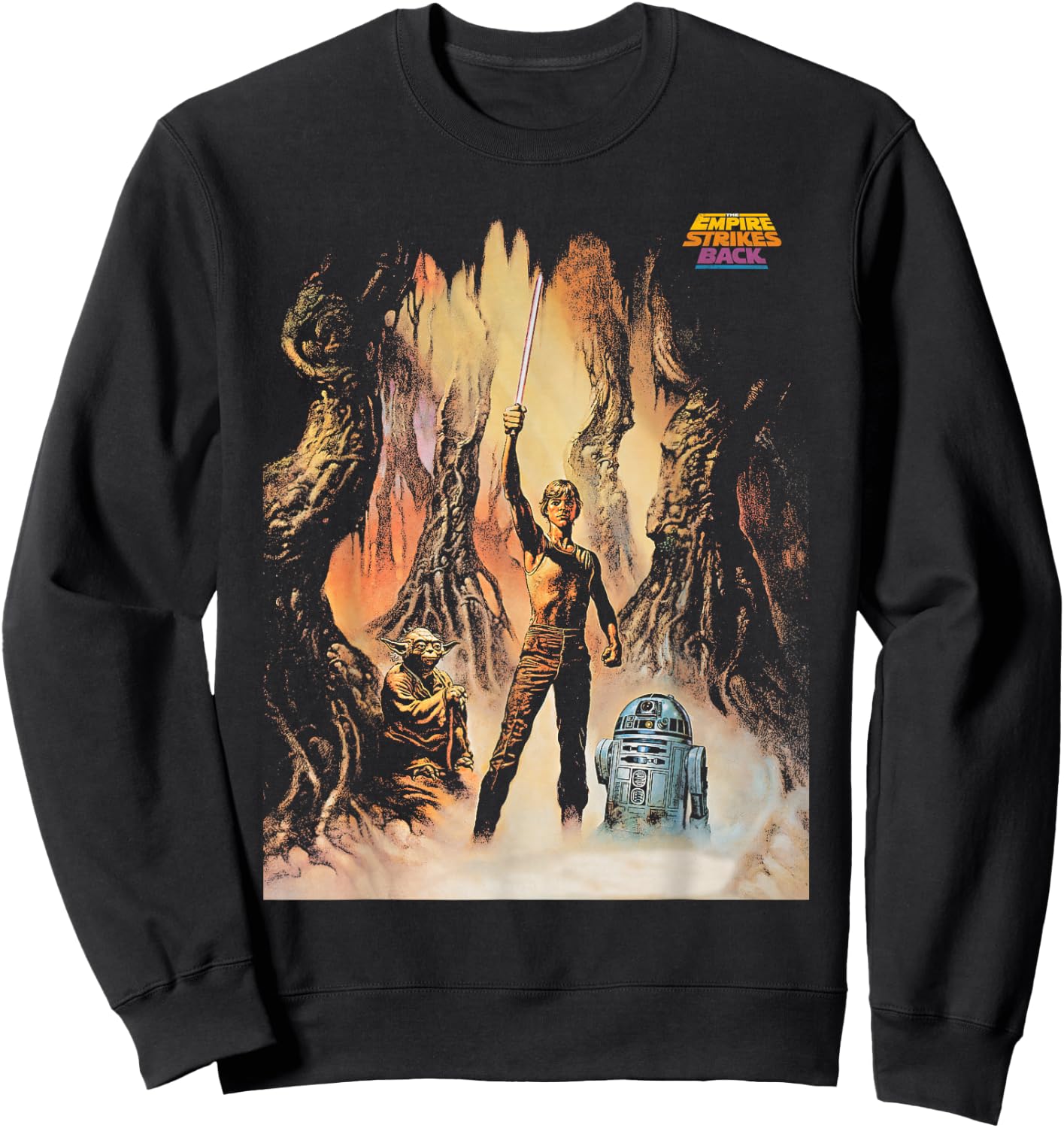 Star Wars The Empire Strikes Back Yoda Luke R2-D2 Sweatshirt - Sweatshirt | Black