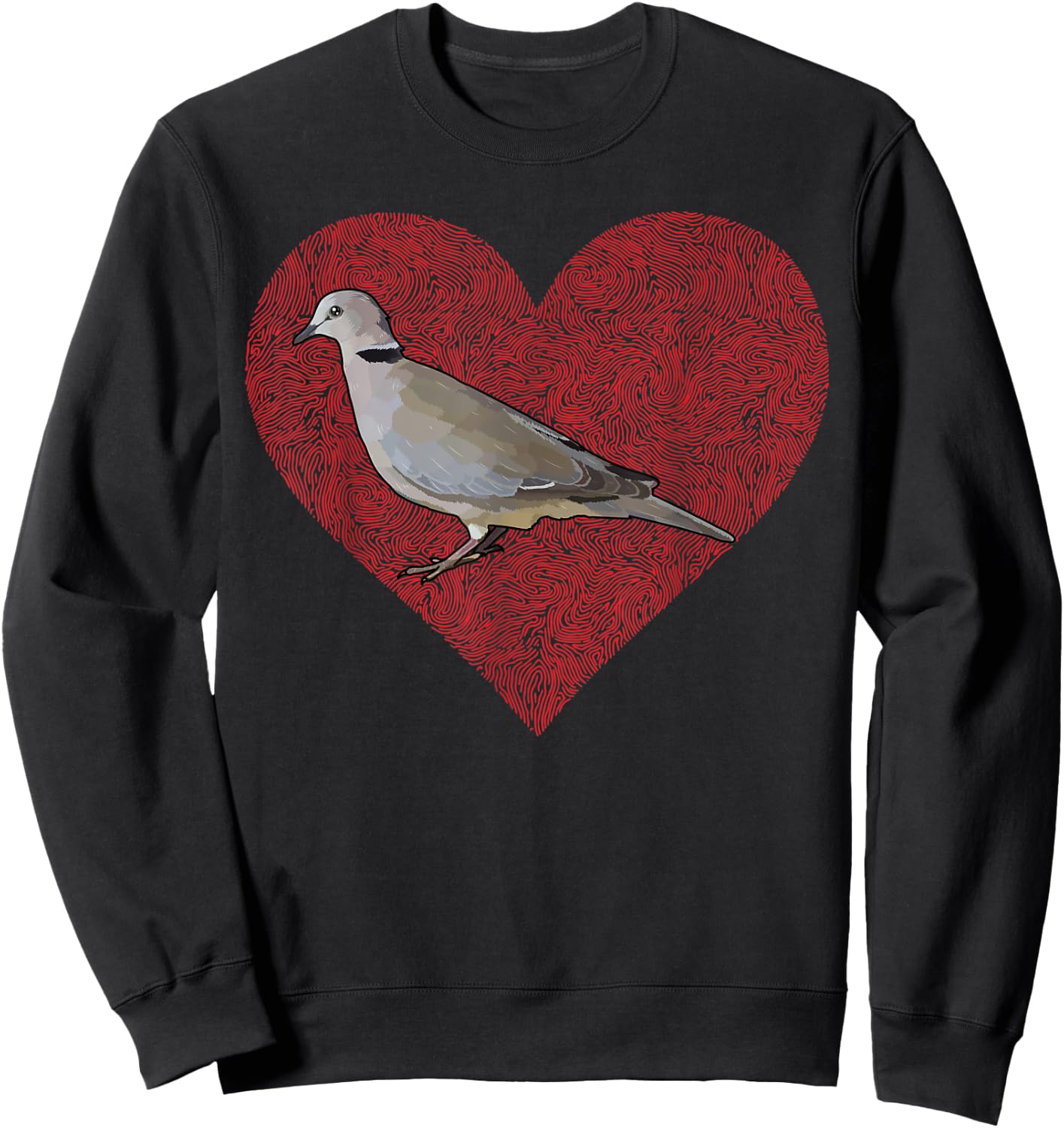 Ring-Necked Doves Valentines Day Bird Love Fingerprint Sweatshirt - Sweatshirt | Black