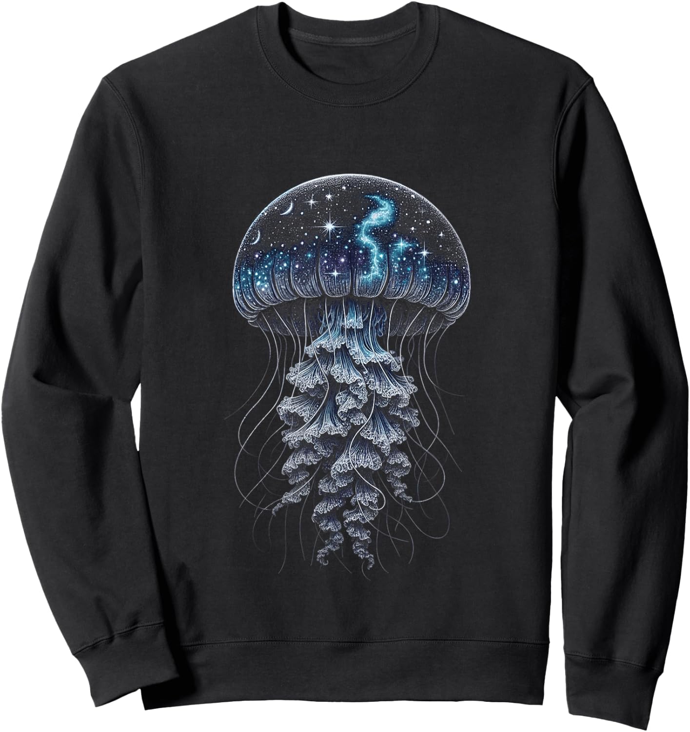 Starry Night Jellyfish - Ocean Meets Galaxy Sweatshirt - Sweatshirt | Black