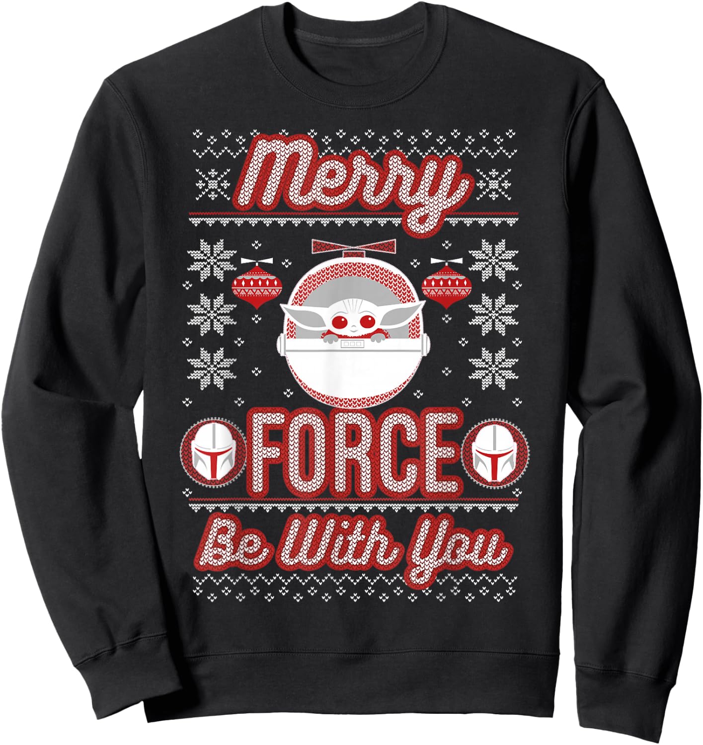 Star Wars The Mandalorian Christmas Merry Force Be With You Sweatshirt - Sweatshirt | Black