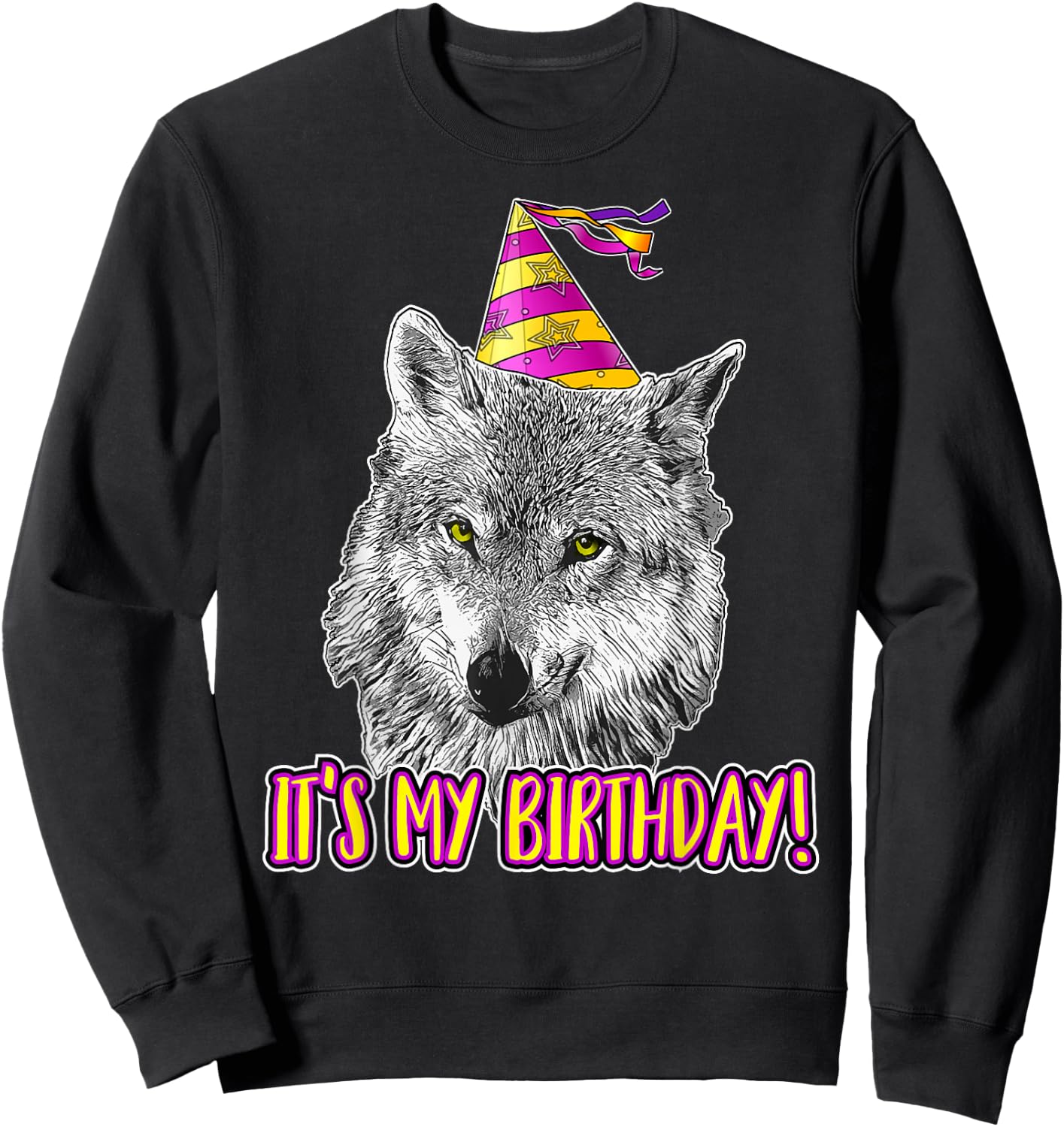 Wolf Birthday Themed Party Wolves Theme Girl Wolf Lover Sweatshirt - Sweatshirt | Black