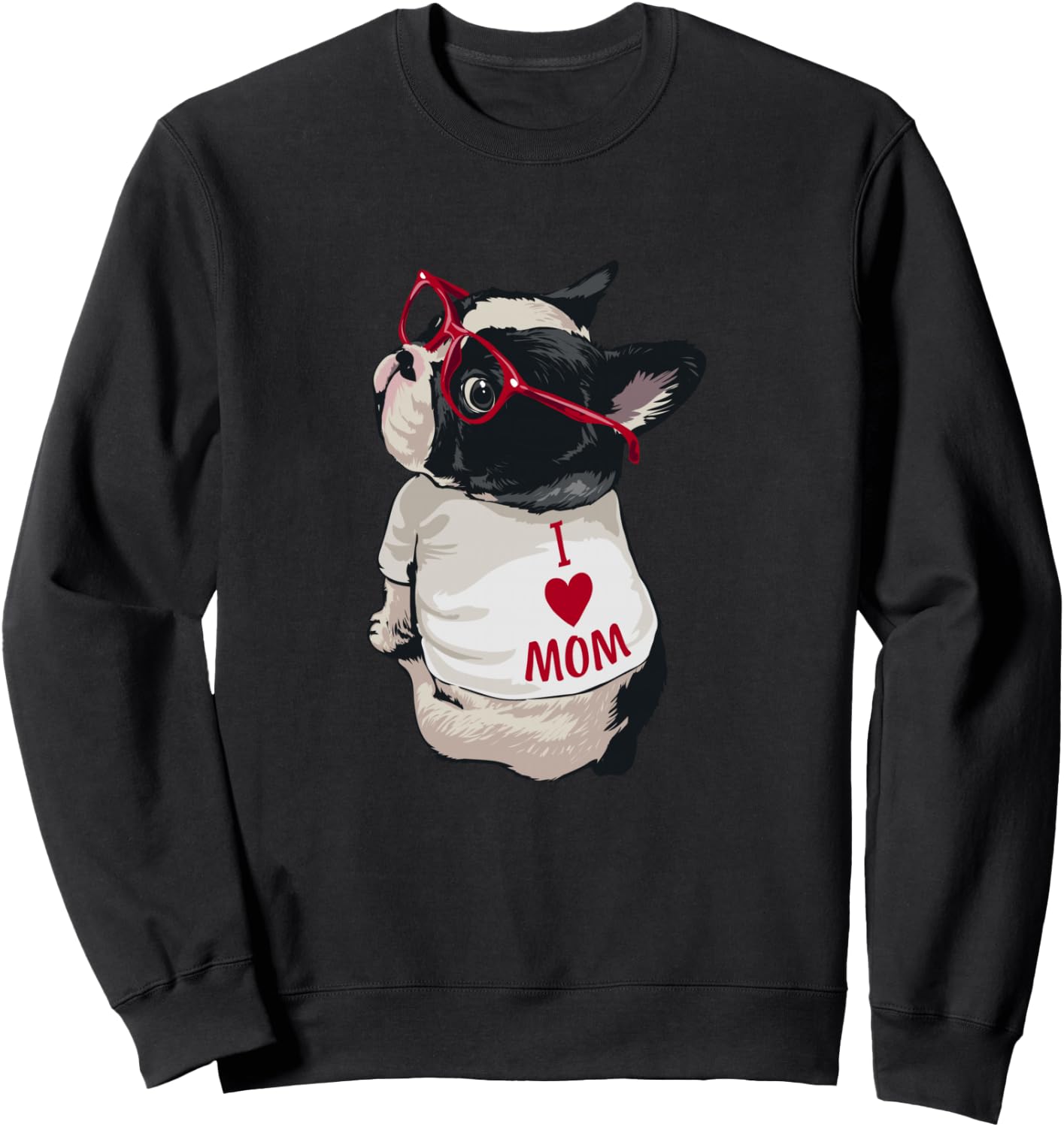 Girls I heart Mom Love Mama Boston Terrier Dog Lover Sweatshirt - Sweatshirt | Black