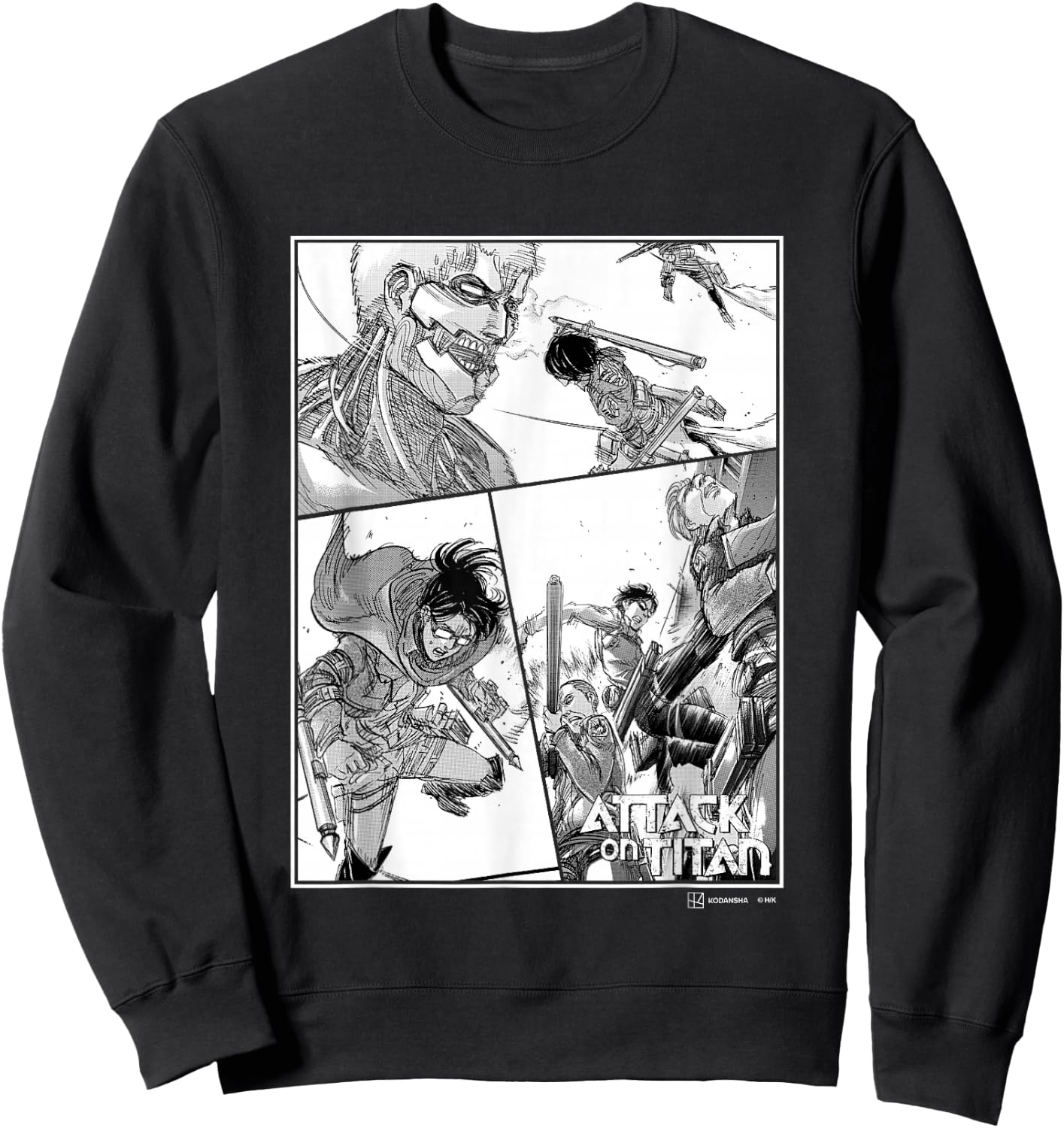 Attack on Titan Survey Corps VS Armored Titan Manga Panels Sweatshirt - Sweatshirt | Black