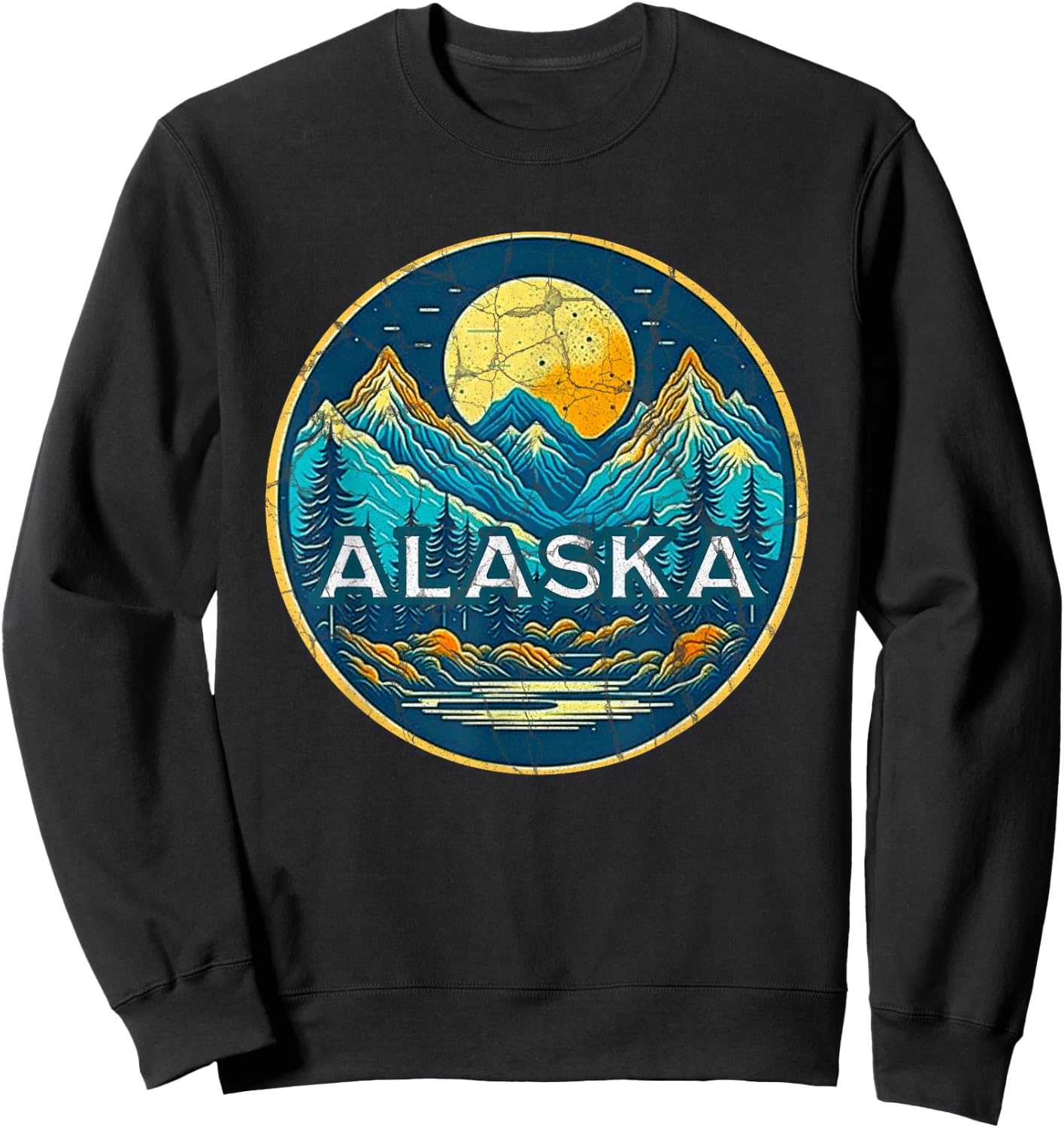 Alaska USA Outdoor Vintage - Women's Blue Classic Fit Short Sleeve S Sweatshirt - Sweatshirt | Black