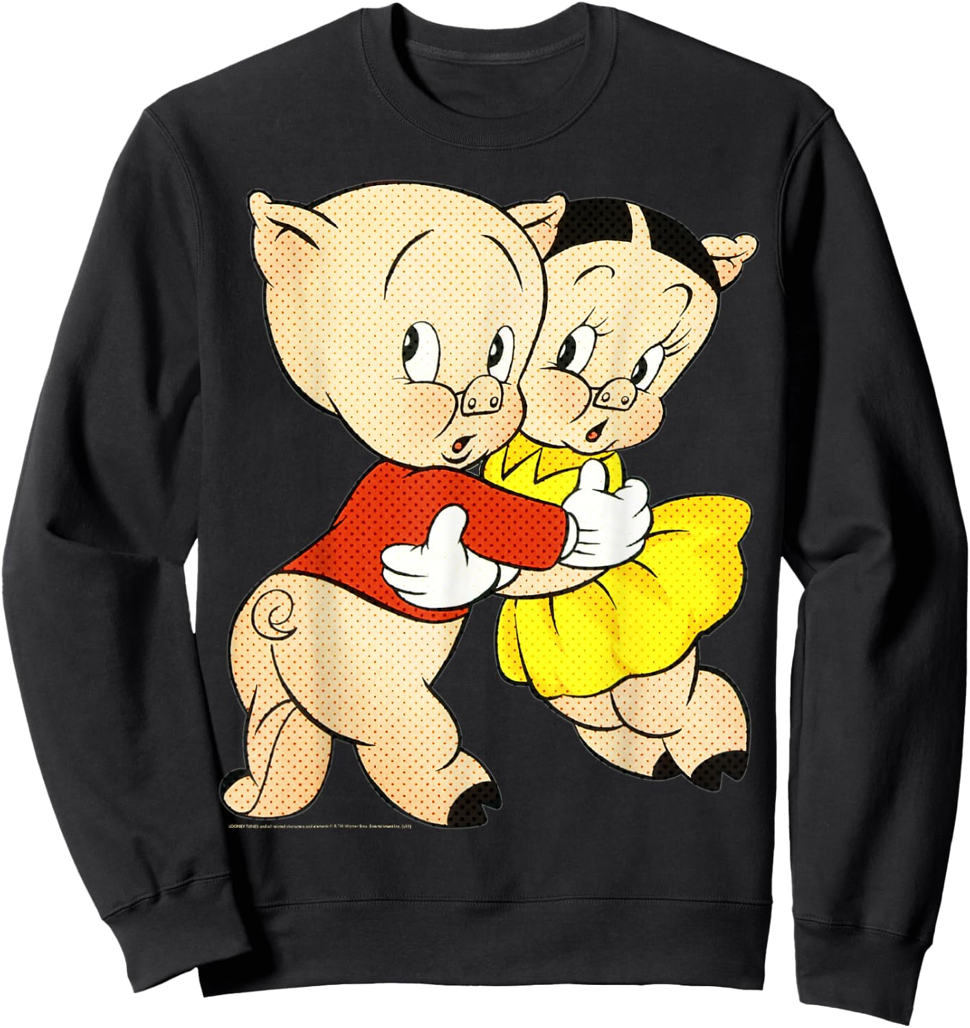 Looney Tunes Porky & Petunia Pig Portrait Sweatshirt - Sweatshirt | Black