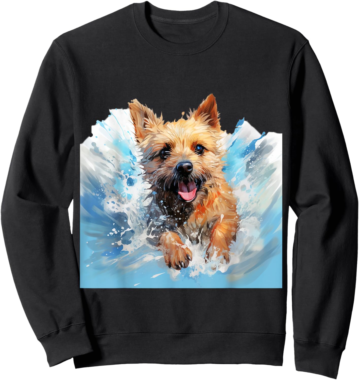 Splash Art Norwich Terrier - Norwich Terrier Splash Art Sweatshirt - Sweatshirt | Black