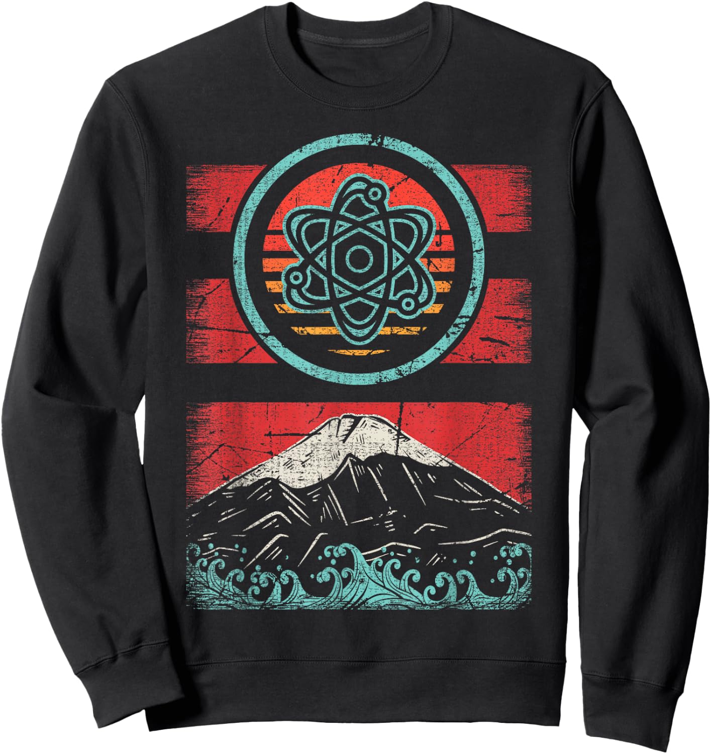 Atom Retro Vintage 80s Style Physics Teacher Gift Sweatshirt - Sweatshirt | Black