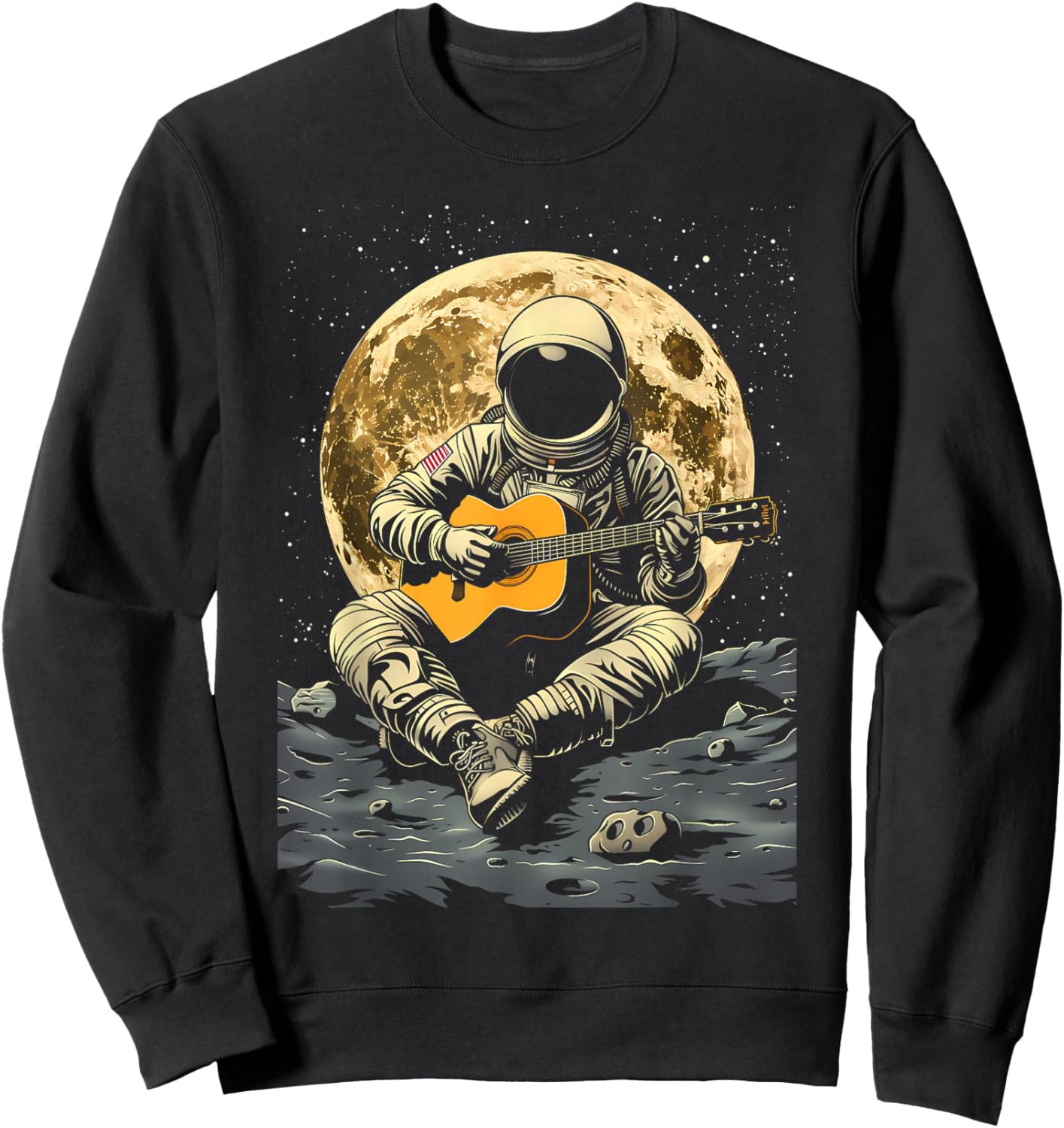 Astronaut Playing Guitar Rock Music Guitar Cosmos Space Man Sweatshirt - Sweatshirt | Black