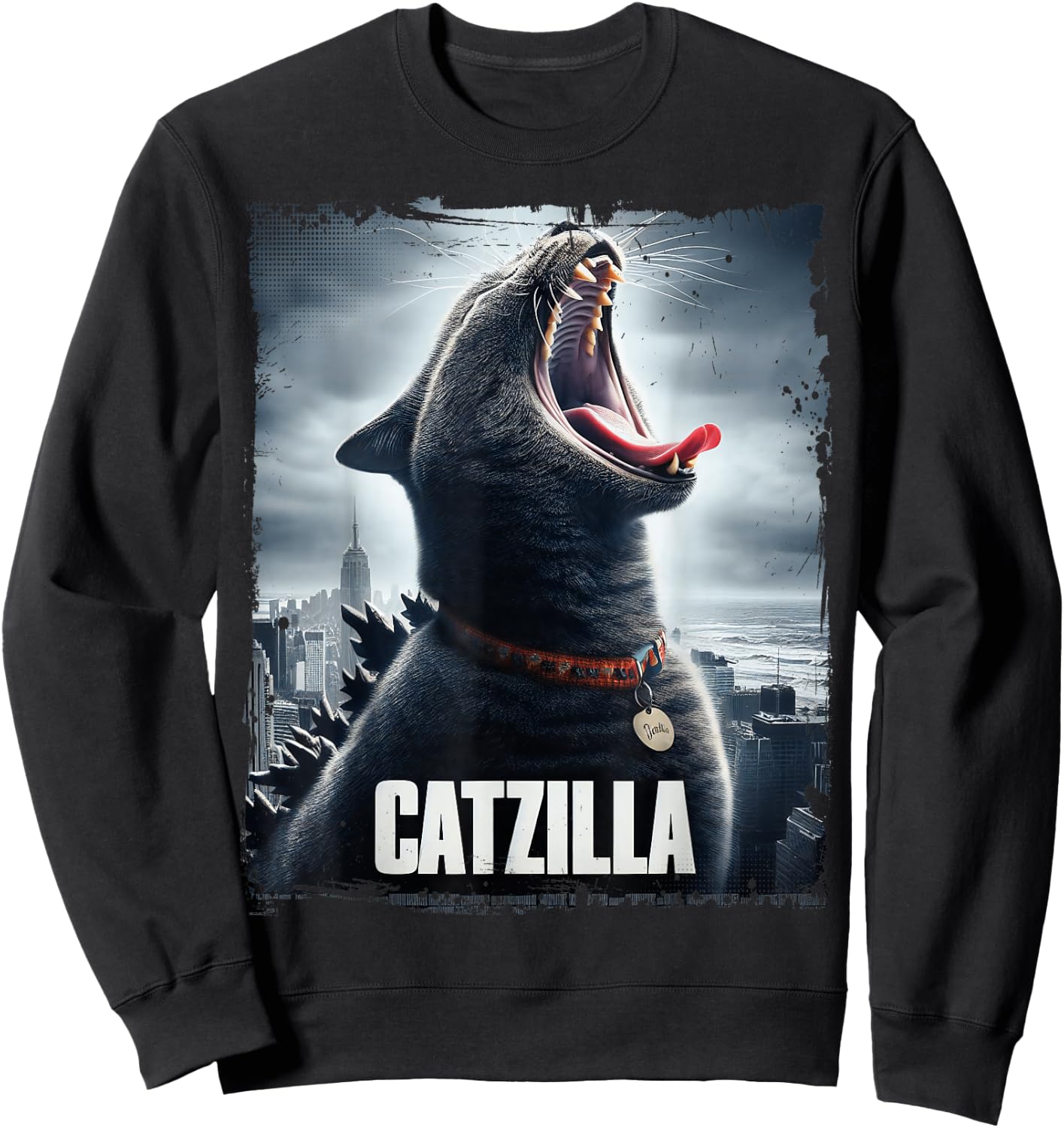Catzilla Funny Cat Lover Kitten Kitty Parody funny gifts Sweatshirt - Sweatshirt | Black