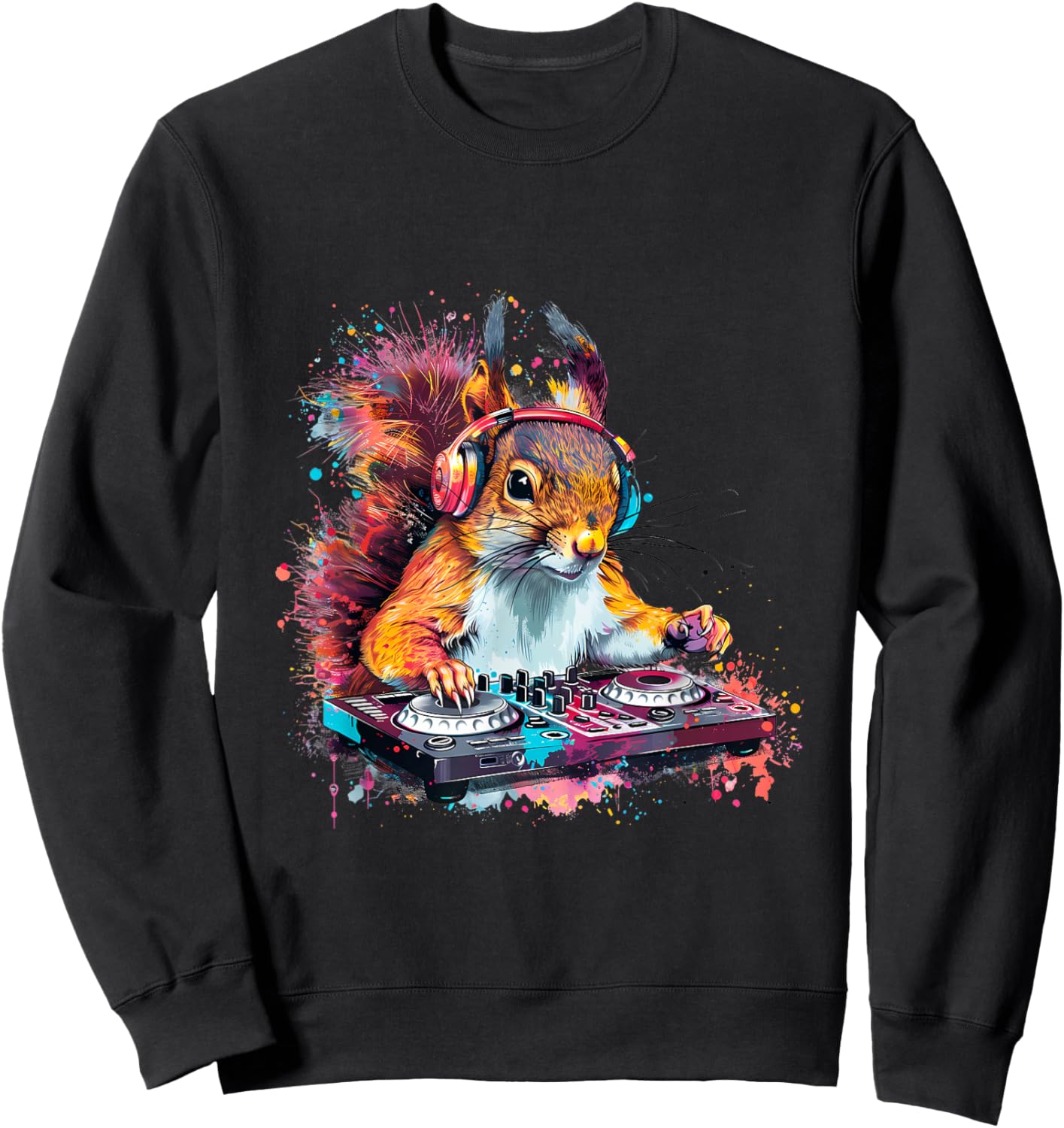 Squirrel Music DJ EDM Techno Turntable DJ Squirrel Beatmaker Sweatshirt - Sweatshirt | Black