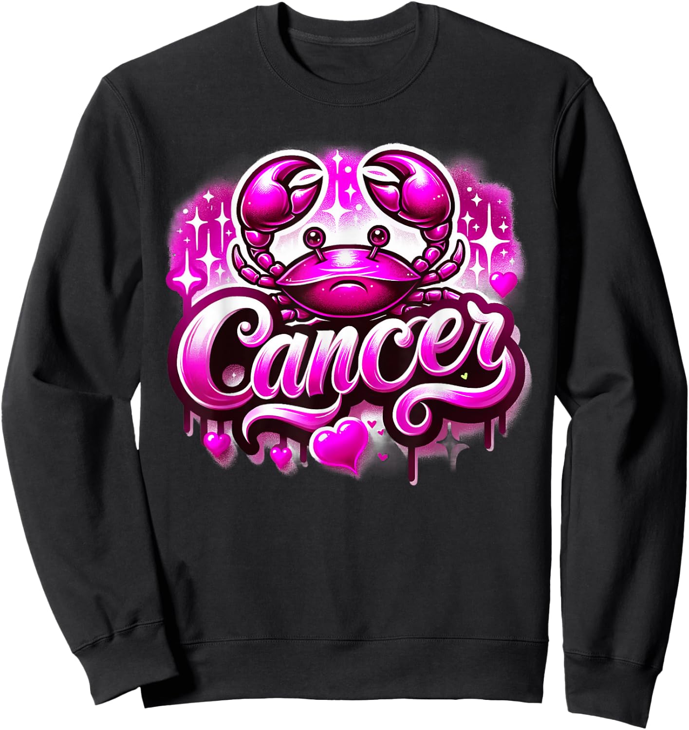 Pink Cancer Zodiac Star Sign Sweatshirt - Sweatshirt | Black