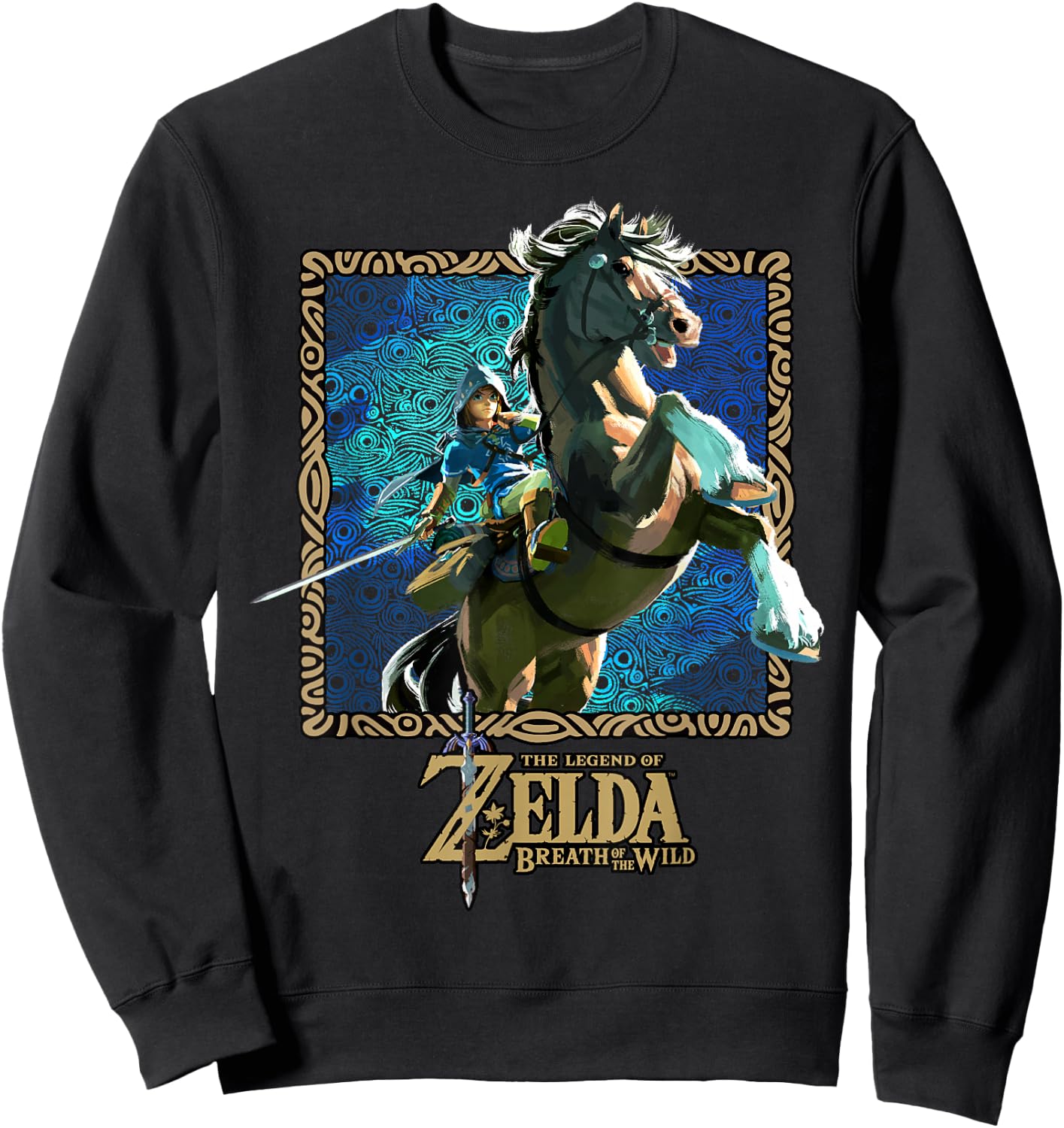 The Legend of Zelda Breath of The Wild Patterned Poster Sweatshirt - Sweatshirt | Black