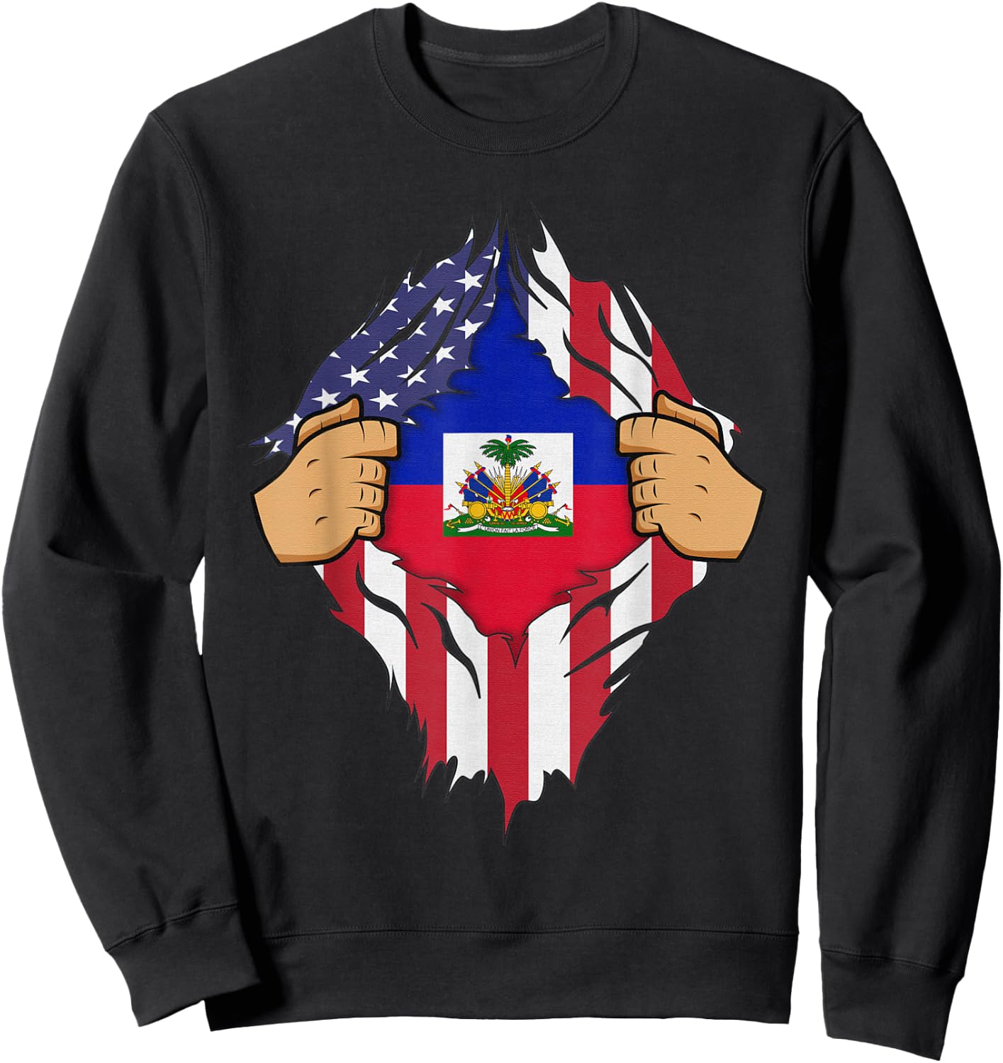 HAITIAN FLAG HAITI Men Women Kids Gift Sweatshirt - Sweatshirt | Black