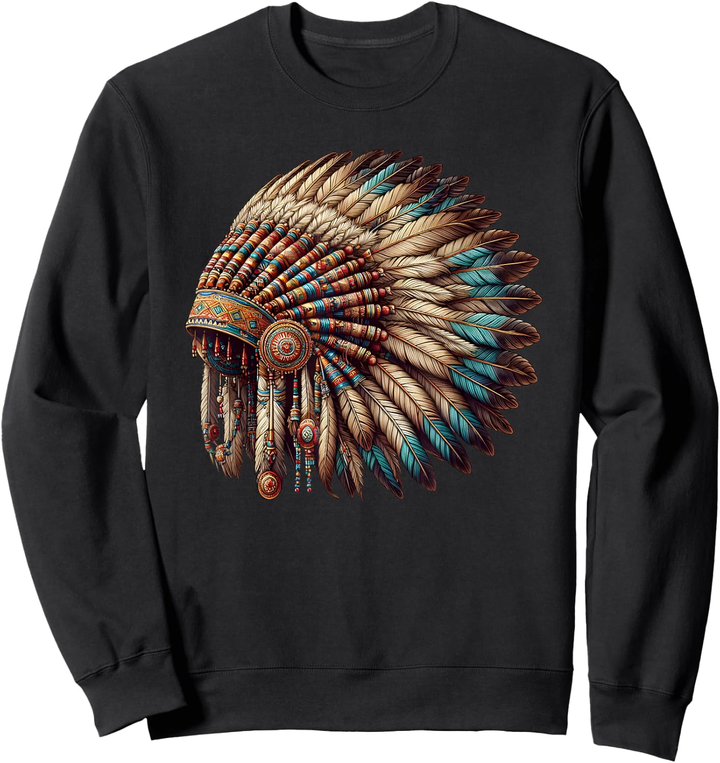 War Bonnet Native American Chief Sweatshirt - Sweatshirt | Black