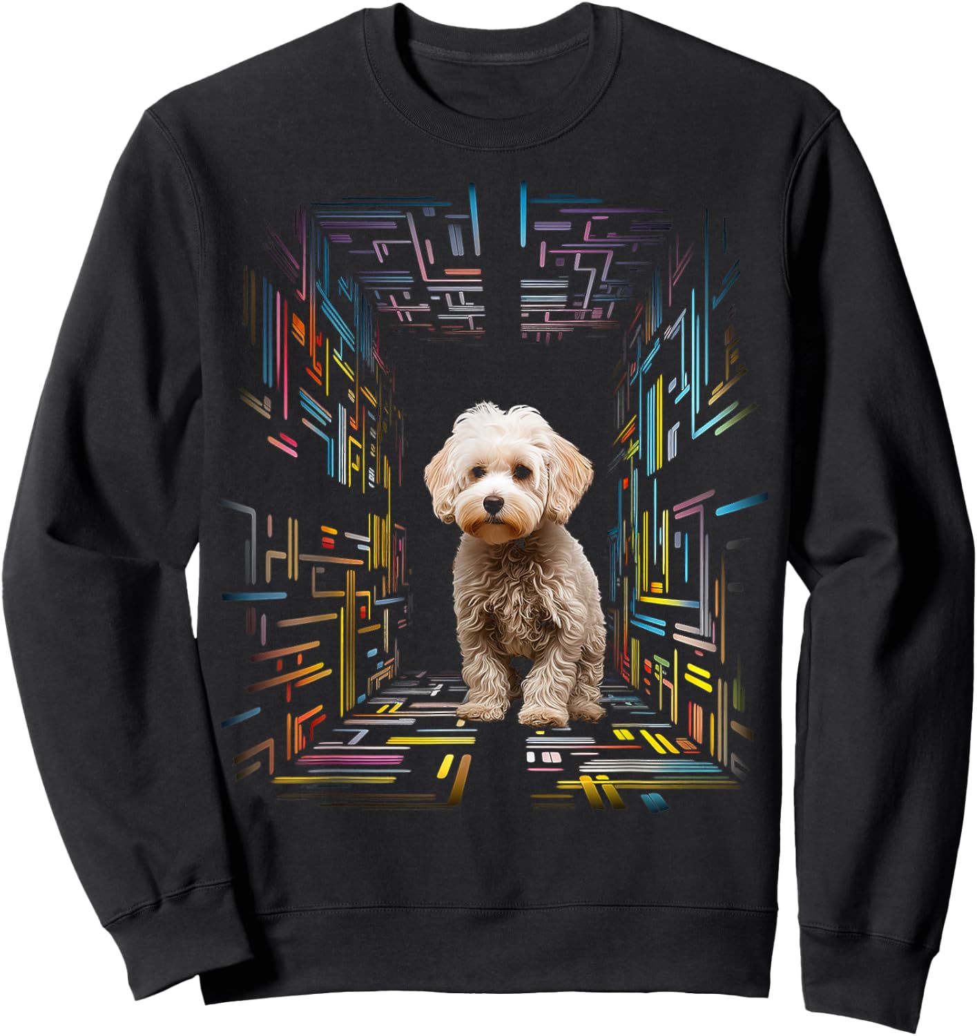 Poodle Dog Colorful Mandala Animal Pet Art Graphic Poodle Sweatshirt - Sweatshirt | Black