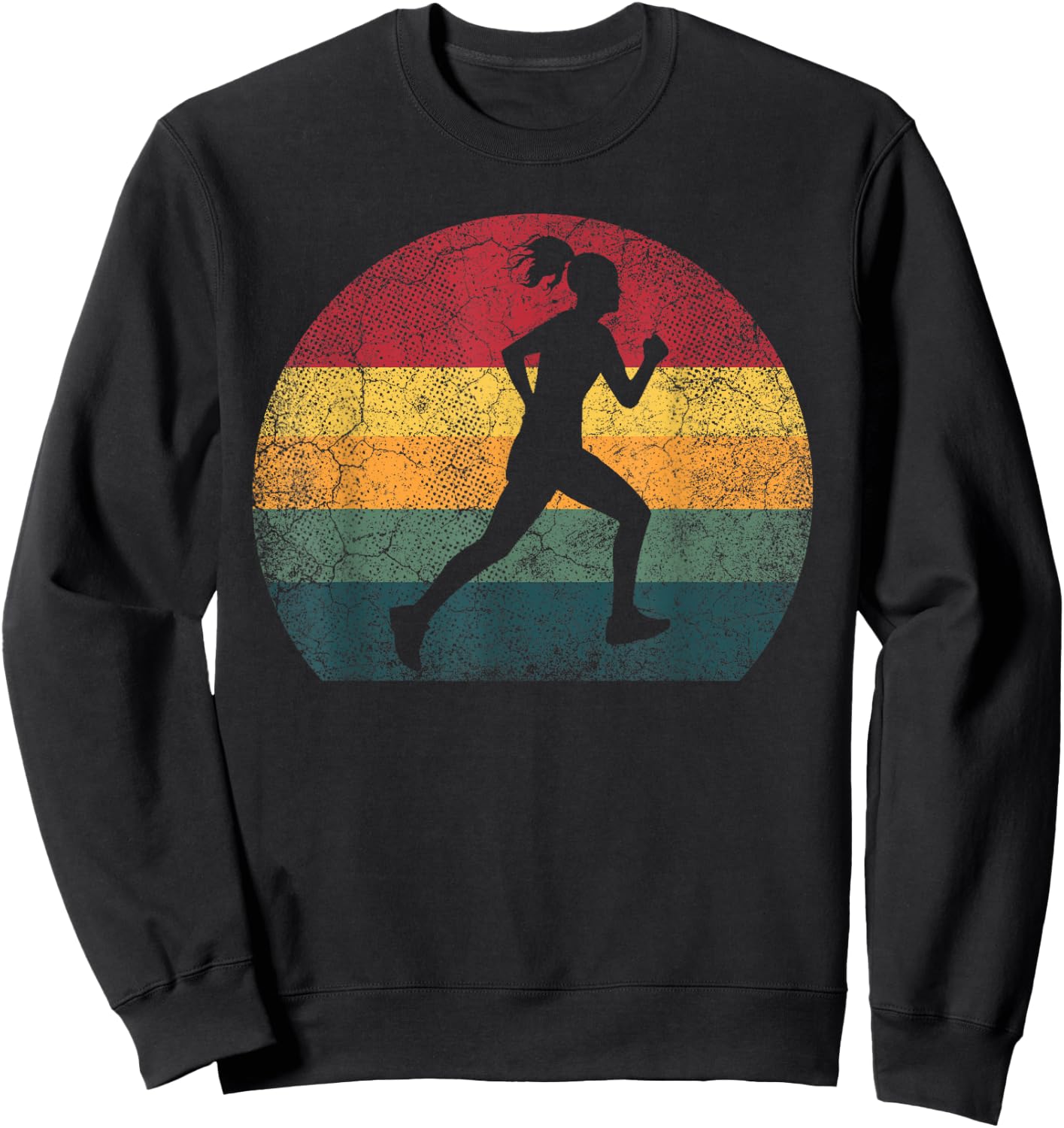 Runner Running Exercise Vintage Retro Style Girl Women Gift Sweatshirt - Sweatshirt | Black