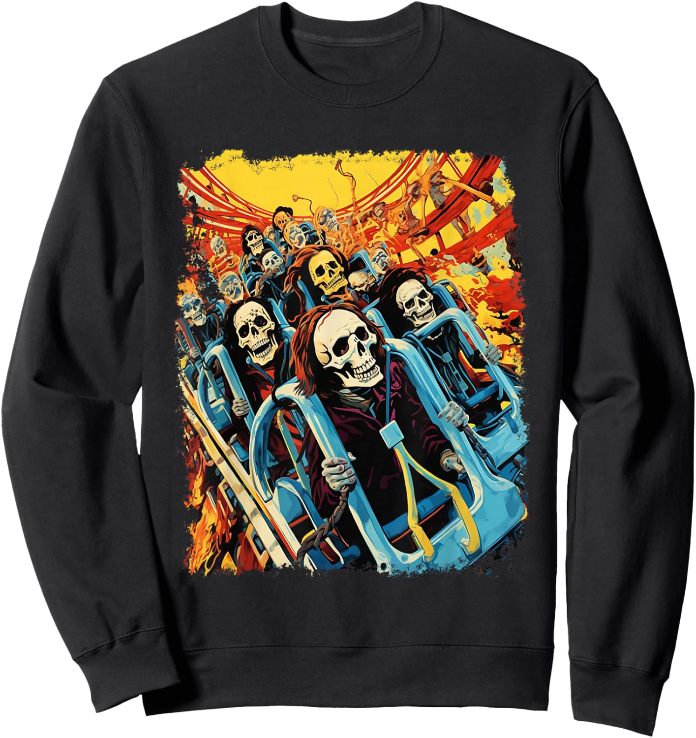 Skeleton Roller Coaster Sweatshirt - Sweatshirt | Black