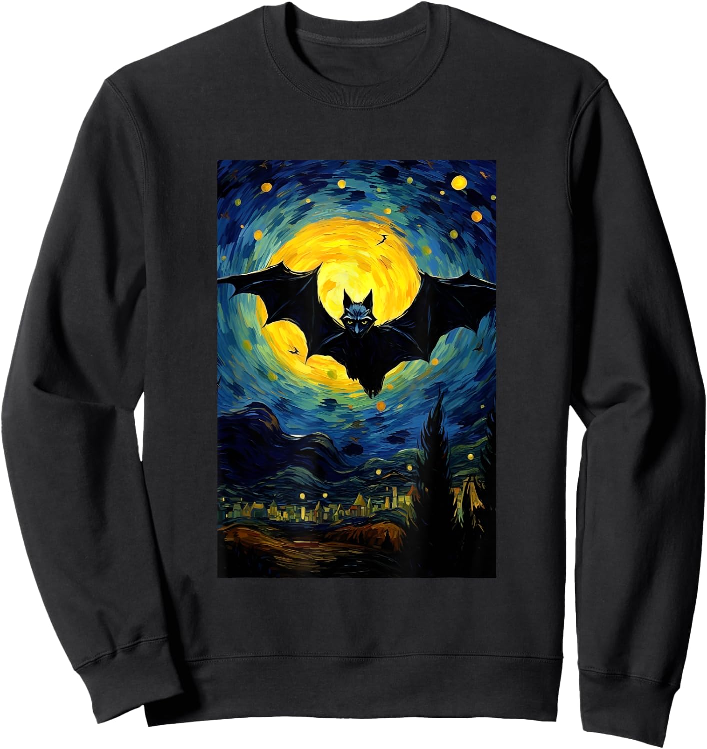Bat Moon Costume Halloween - Van Gogh Style - Starry Night Sweatshirt - Sweatshirt | Black