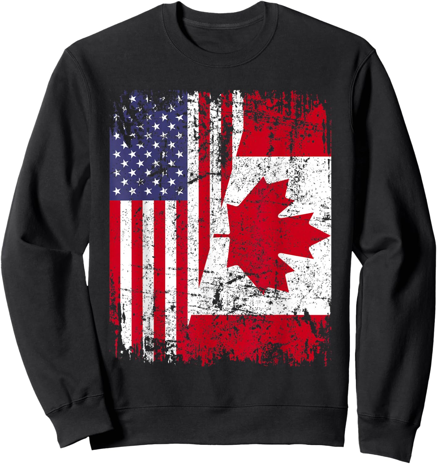 Canadian Roots | Half American Flag | Canada Sweatshirt - Sweatshirt | Black