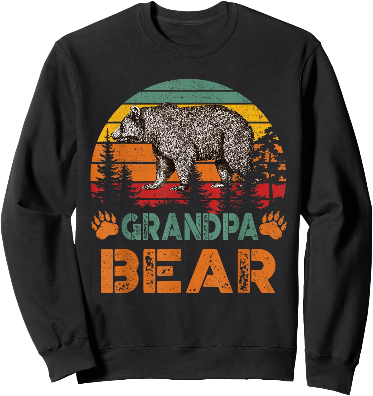 Vintage Grandpa Bear Funny Fathers Day Sweatshirt - Sweatshirt | Black