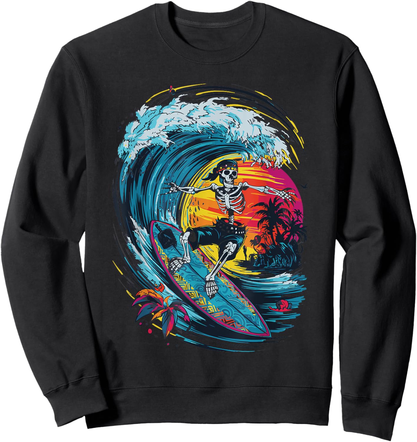 Skeleton Surfing Sweatshirt - Sweatshirt | Black