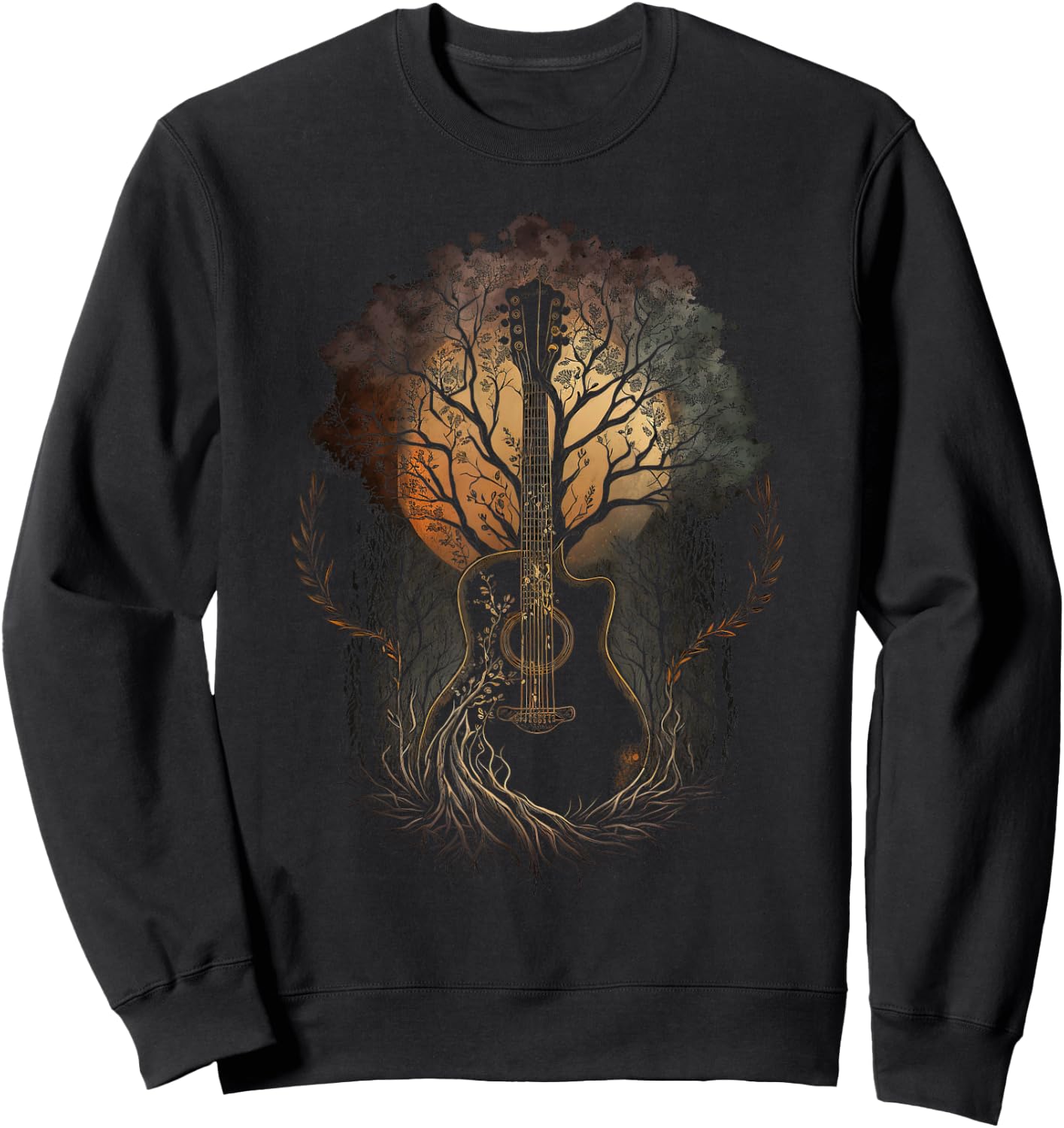 Guitar and Trees Guitars in Nature Plant Guitarist Sweatshirt - Sweatshirt | Black