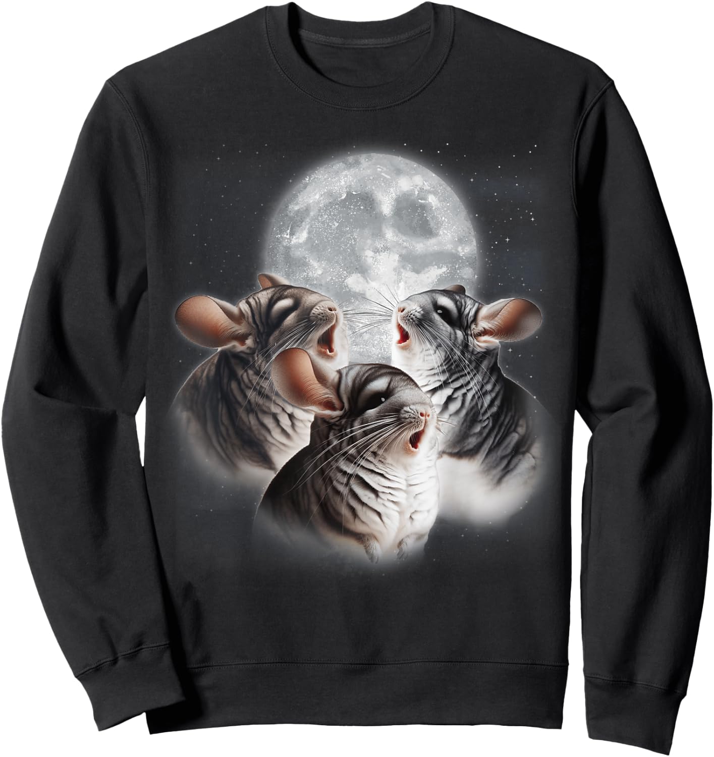 3 Chinchilla Howling At The Moon Funny Chinchilla Lover Kids Sweatshirt - Sweatshirt | Black