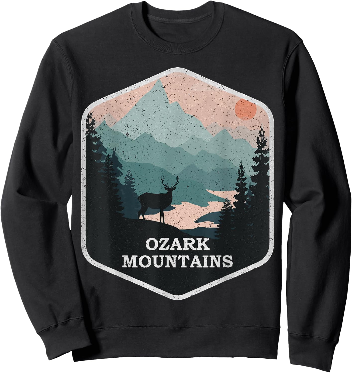 Ozark Mountains Vintage Arkansas AR Hiking Mountains Nature Sweatshirt - Sweatshirt | Black