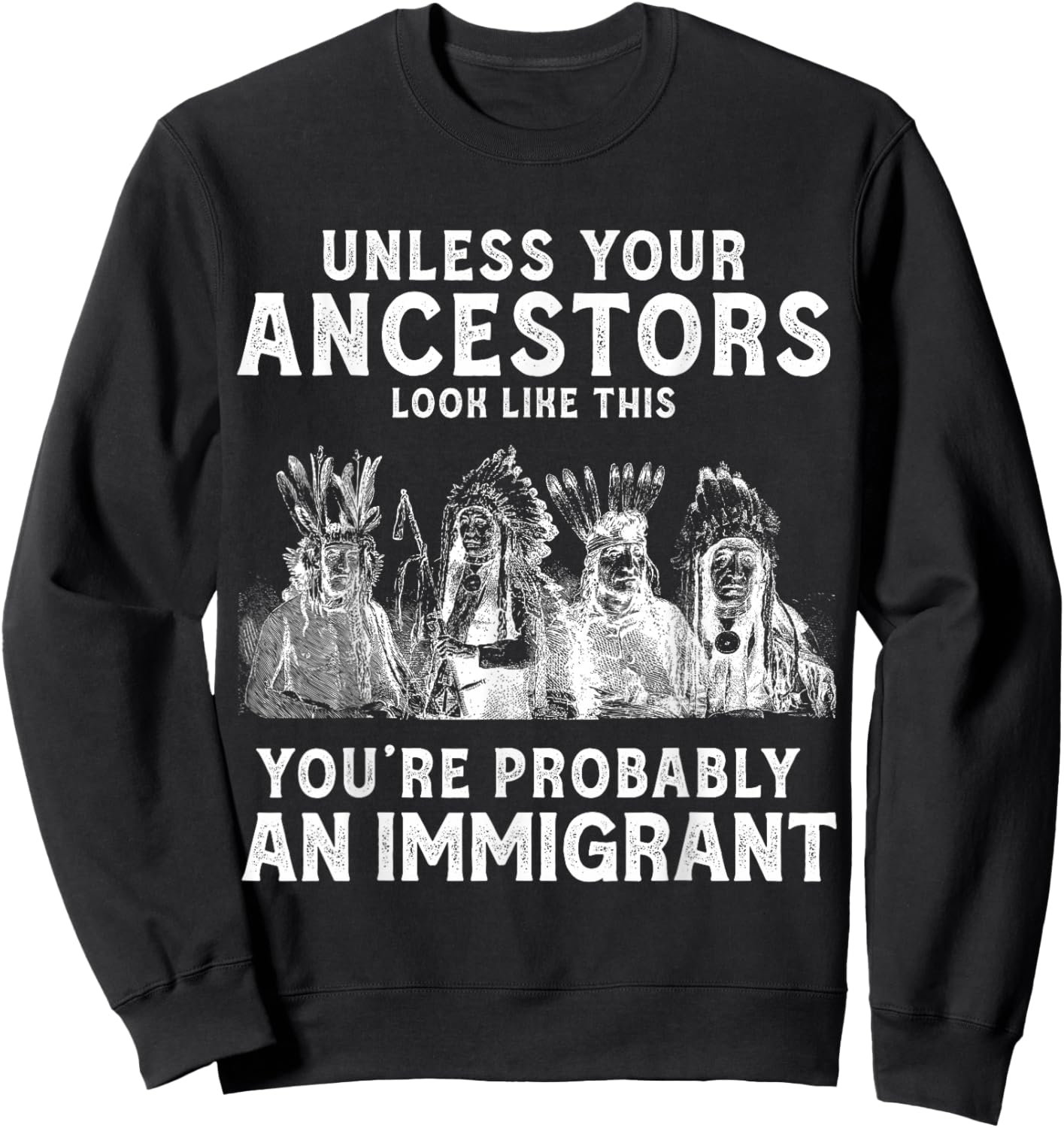 American Indian You're Probably an Immigrant Sweatshirt - Sweatshirt | Black