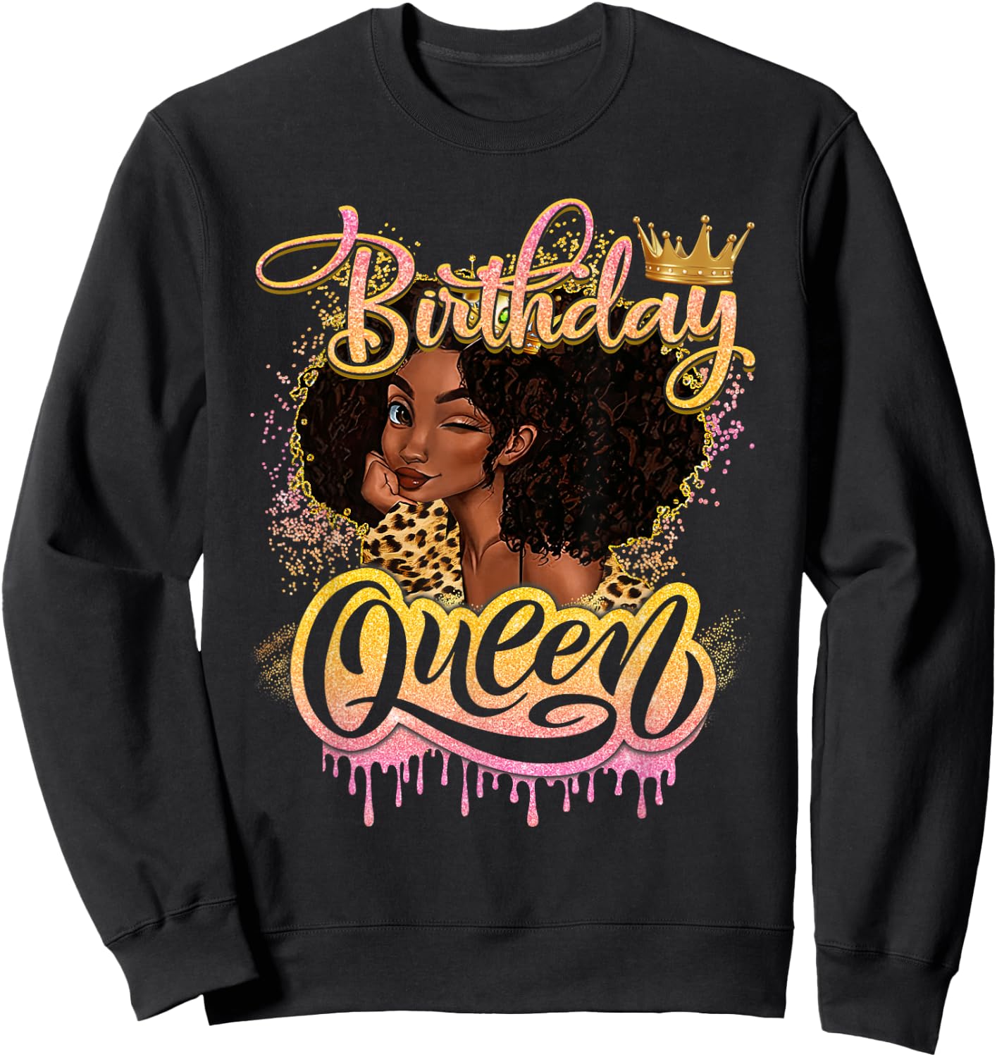 Melanin Birthday African American Afro Girls Women Sweatshirt - Sweatshirt | Black