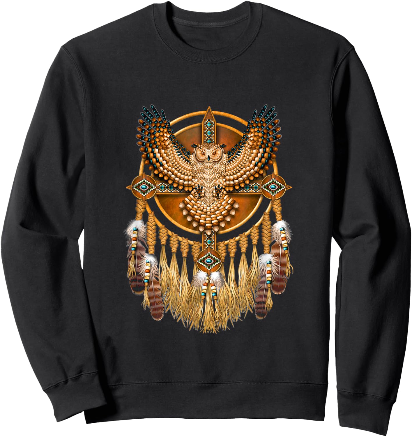 Native American Tribal Art Owl, Mystic owl Sweatshirt - Sweatshirt | Black
